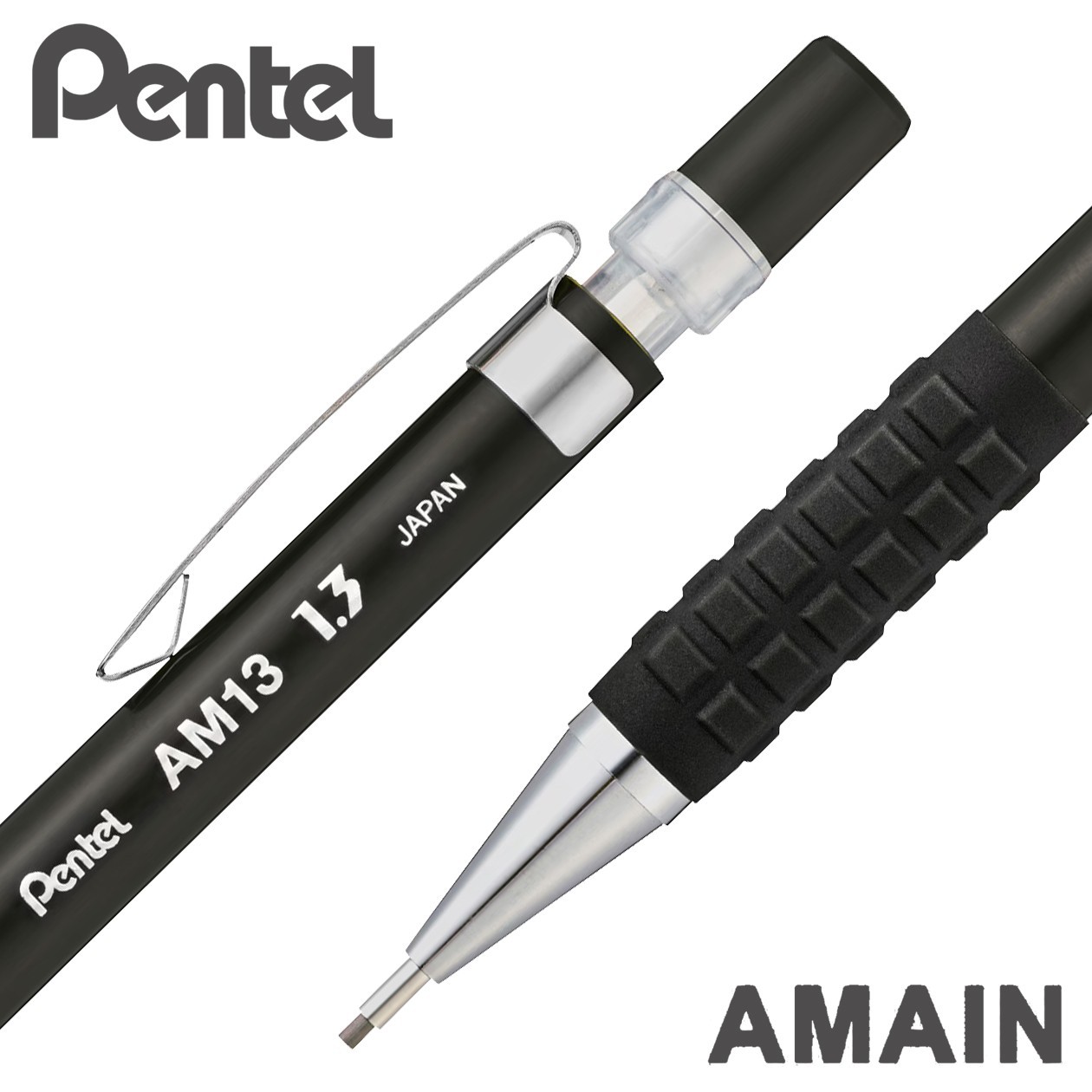 PENTEL AMAIN Heavy Duty Mechanical Pencil 1.3mm with Genuine Refill Japan Made