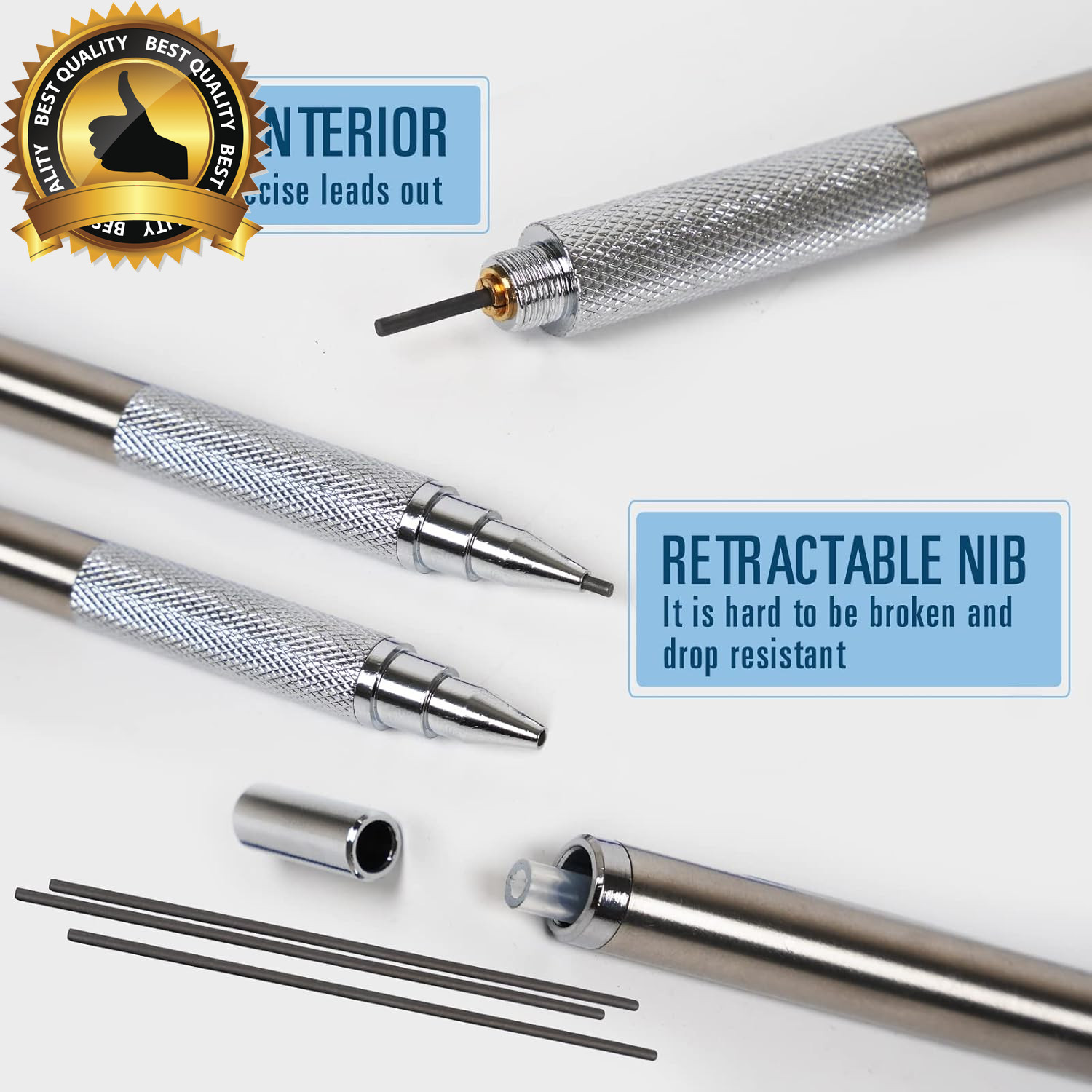 1.3 Mm Mechanical Pencil Set with 4 Tubes Lead Refills,2 Eraser,1.3Mm Mechanical