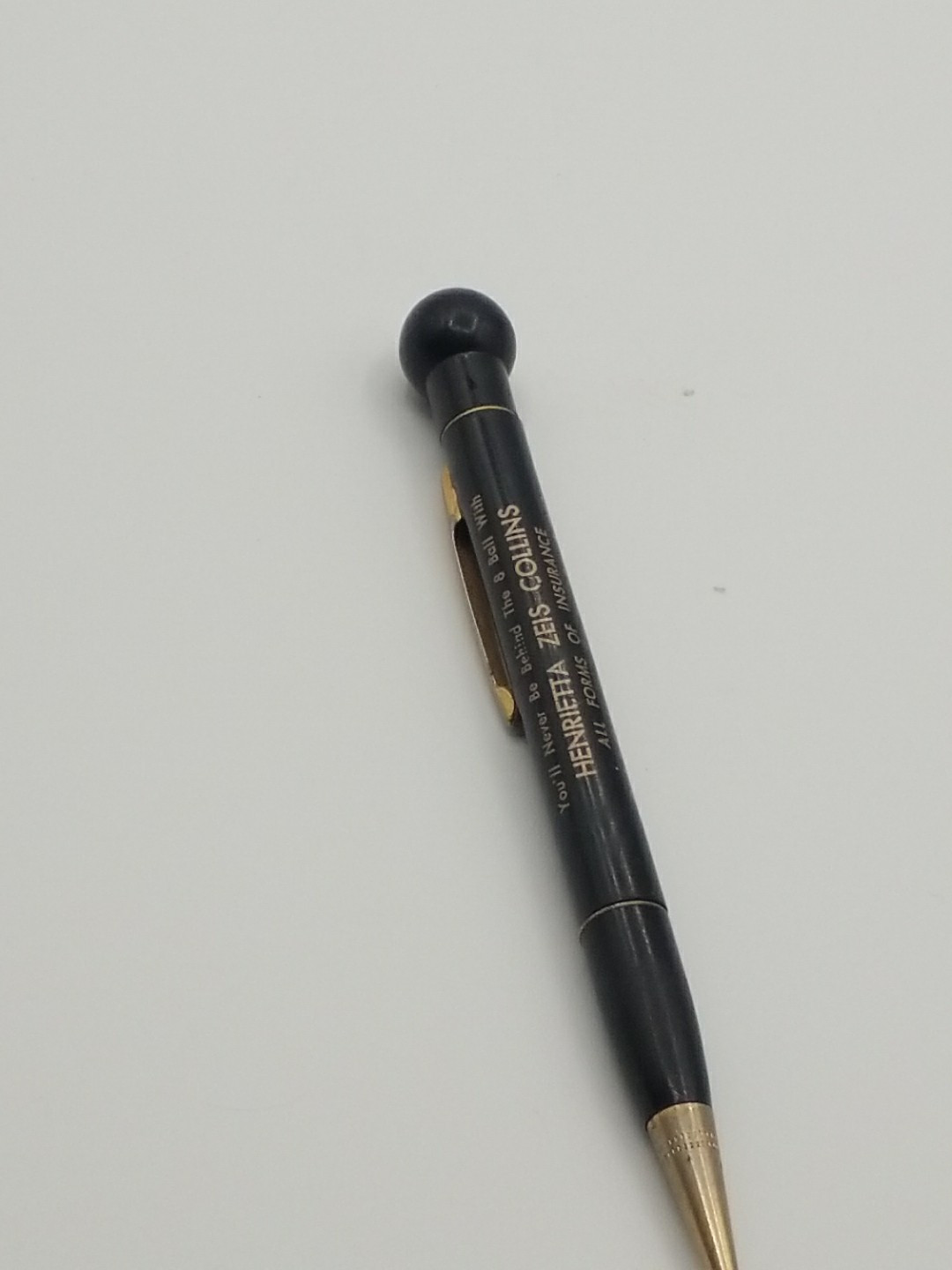 Vintage Redipoint Mech. Pencil 8-Ball Insurance Rock Island Il.