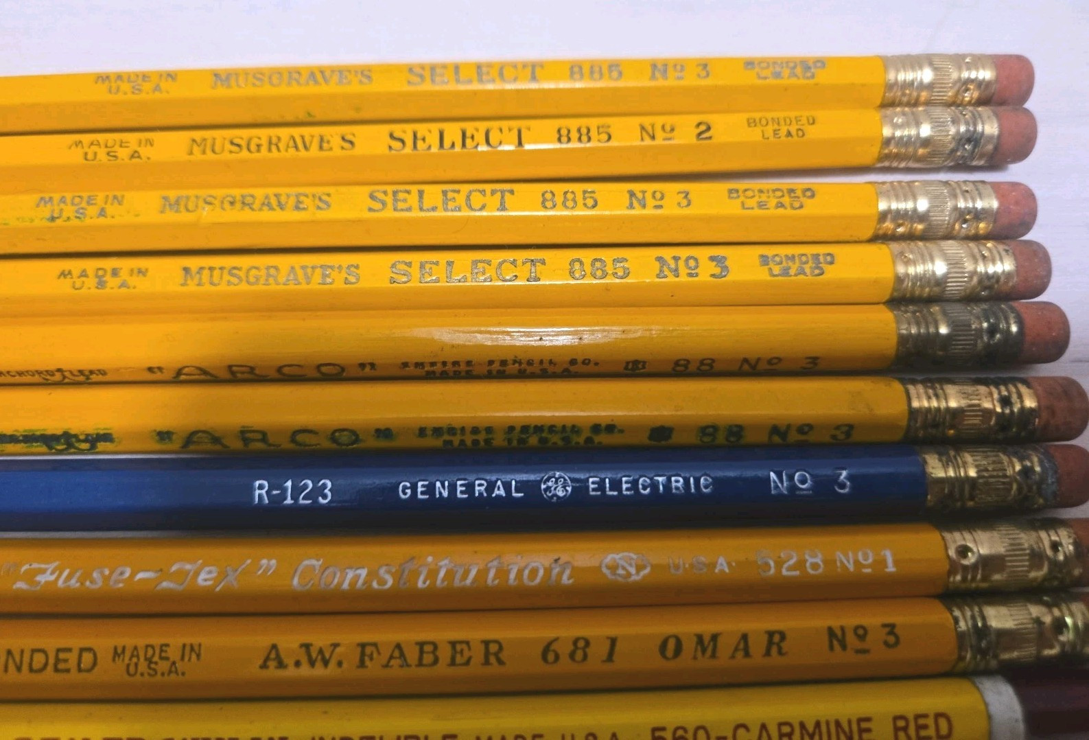 Vintage Lot Of Unsharpened Lead Pencils Musgraves Franklin Arco Faber GE