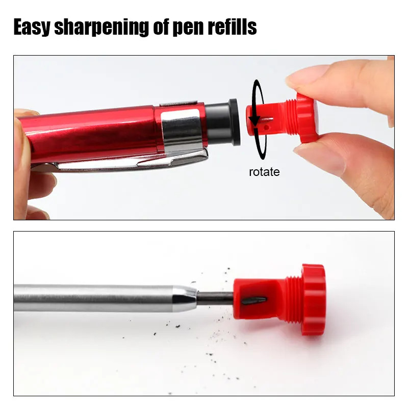 6Colors 2.8Mm Metal Solid Carpenter Mechanical Pencil with Sharpener 2B Lead Cor