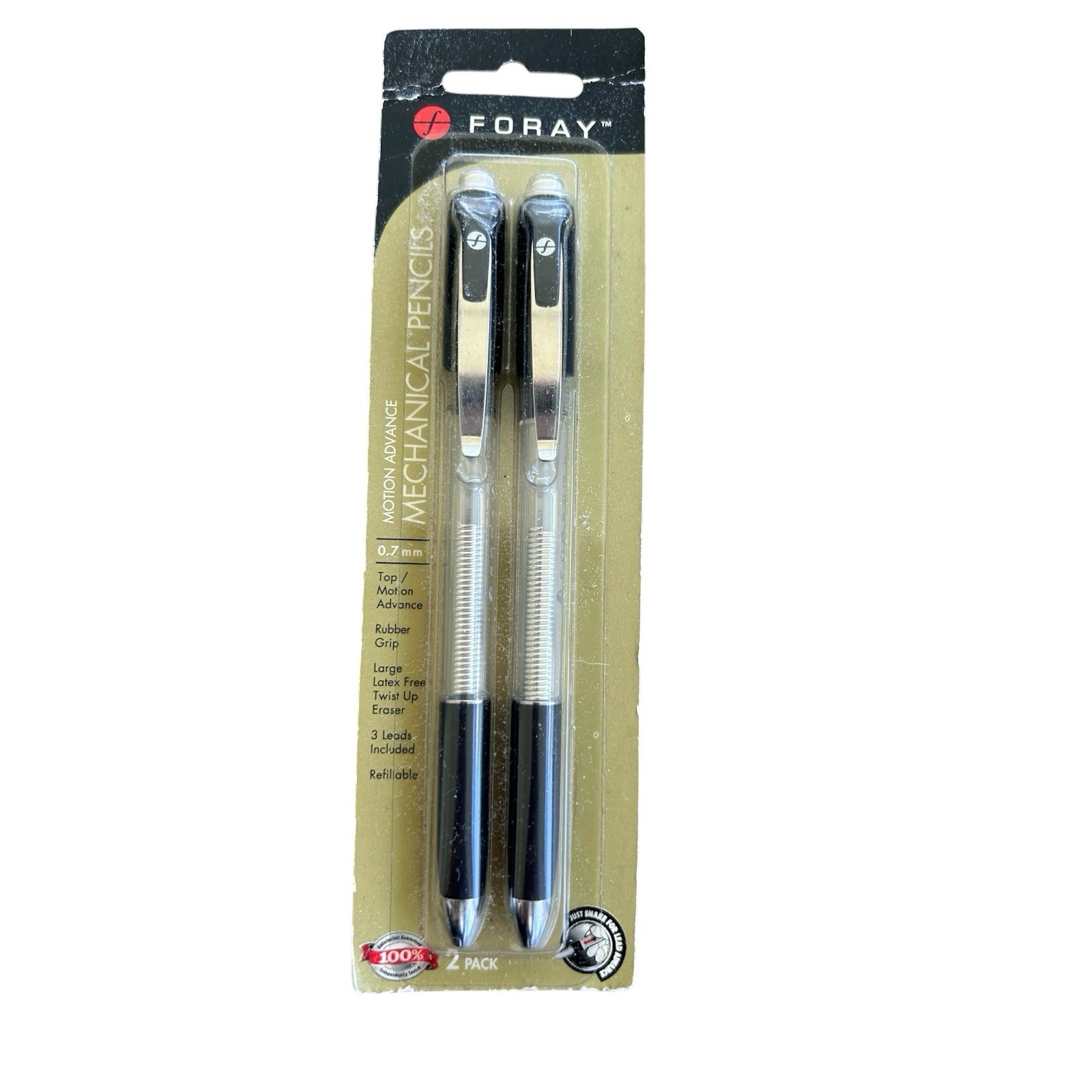 VTG 2006 Foray NOS Mechanical Pencils Two Pack X 2 Motion Advance Rubber Grip