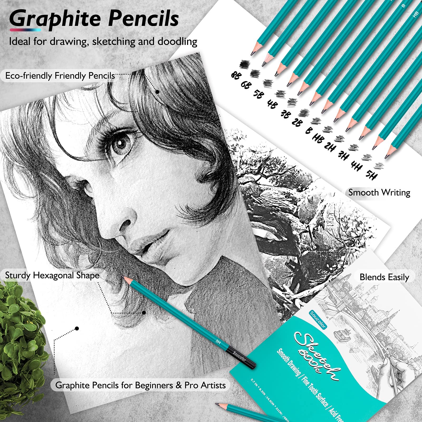 Soucolor 73 Pack Art Supplies Sketching Kit 1 Count (Pack of 73), Multicolor