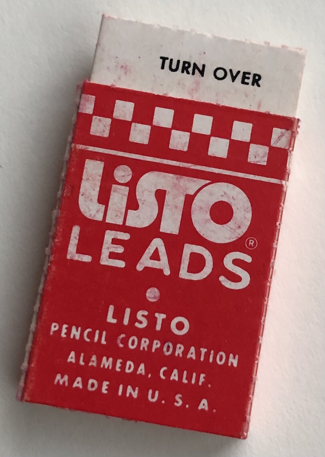 Vintage LISTO Pencil Corporation 4mm Red No. 162 Marking Lead 6 Pack CA USA