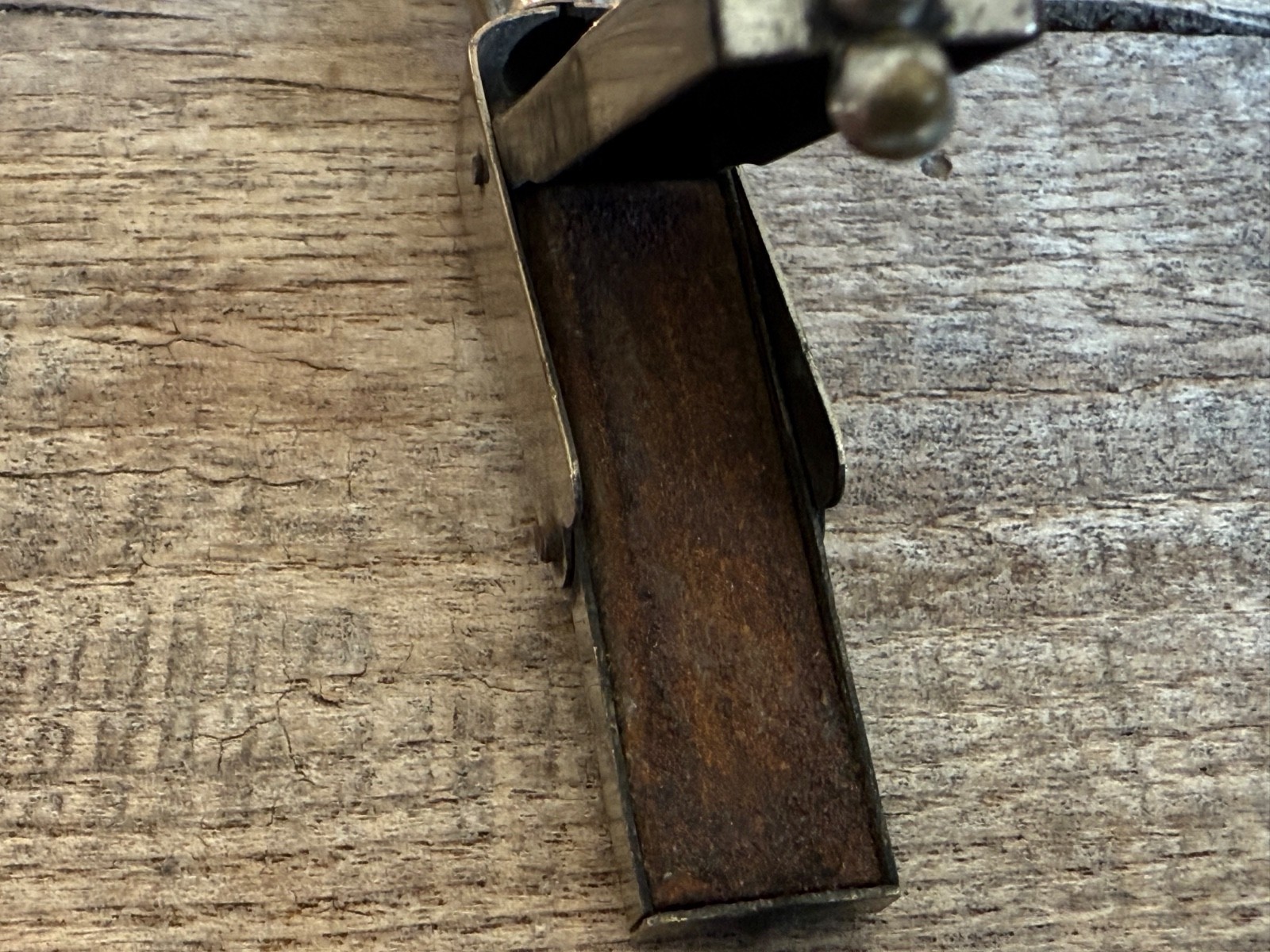 Rare vintage metal folding name stamp & pencil dip calligraphy pen all in one