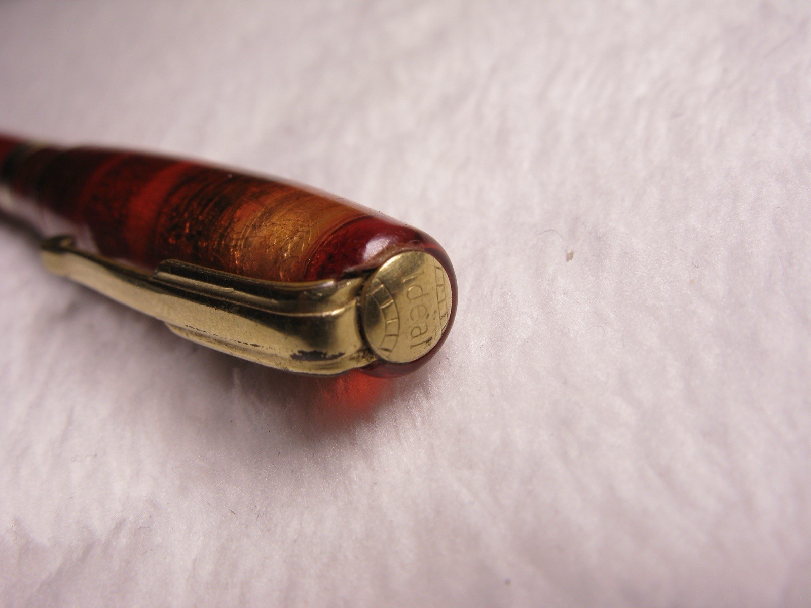 Waterman’s Clear Red/Orange tint with Gold Tone metal Vintage Mechanical Pencil