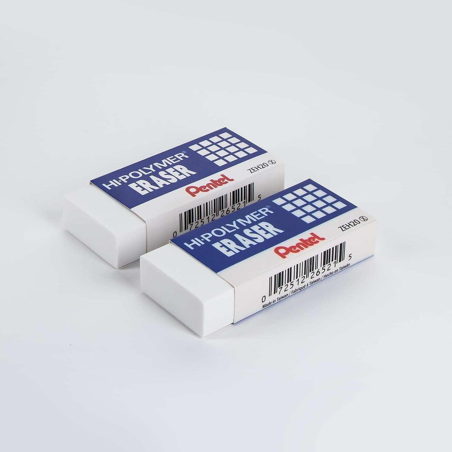 Hi-Polymer Jumbo Eraser Set of 12 – Durable, Non-Smudge with Protective Sleeve