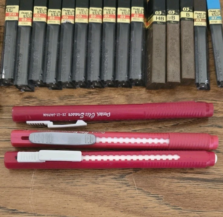 Vintage Mechanical Pencil Lead Refills & Erasers-Mixed Colors & Sizes-Lot Of 44