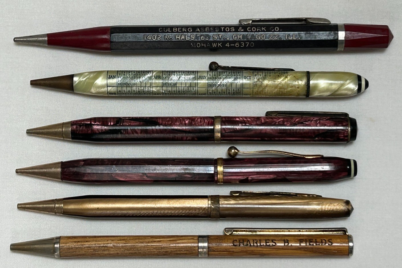 Lot of 5 Mechanical Pencils Advertising Calendar Autopoint, Osborne, Dexter