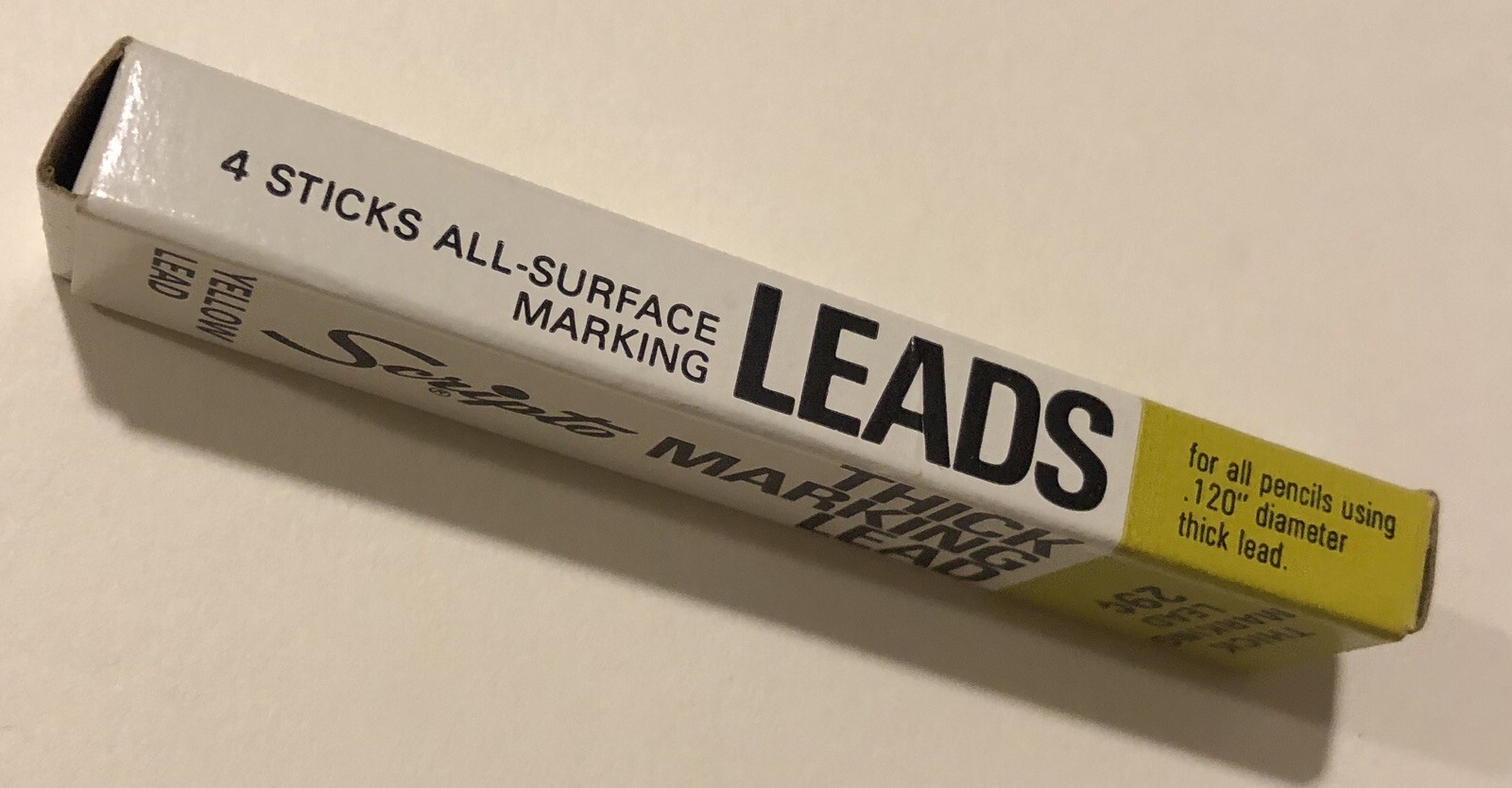 Vintage Scripto Thick Yellow 3mm NOS Marking Pencil Lead 4 Pack USA