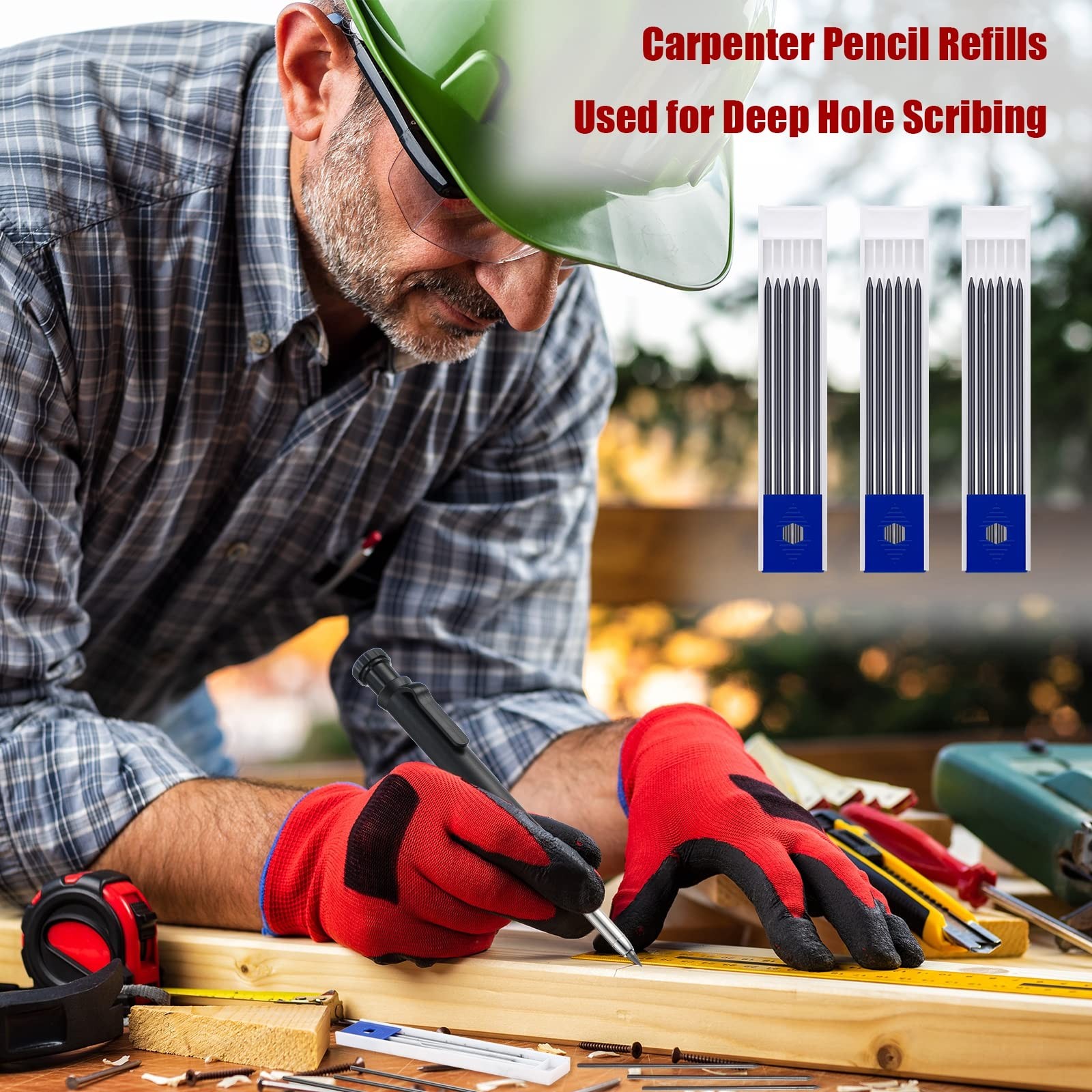 120 PCS 2.8 mm Carpenter Pencils Lead HB Refills Construction Drafting Black