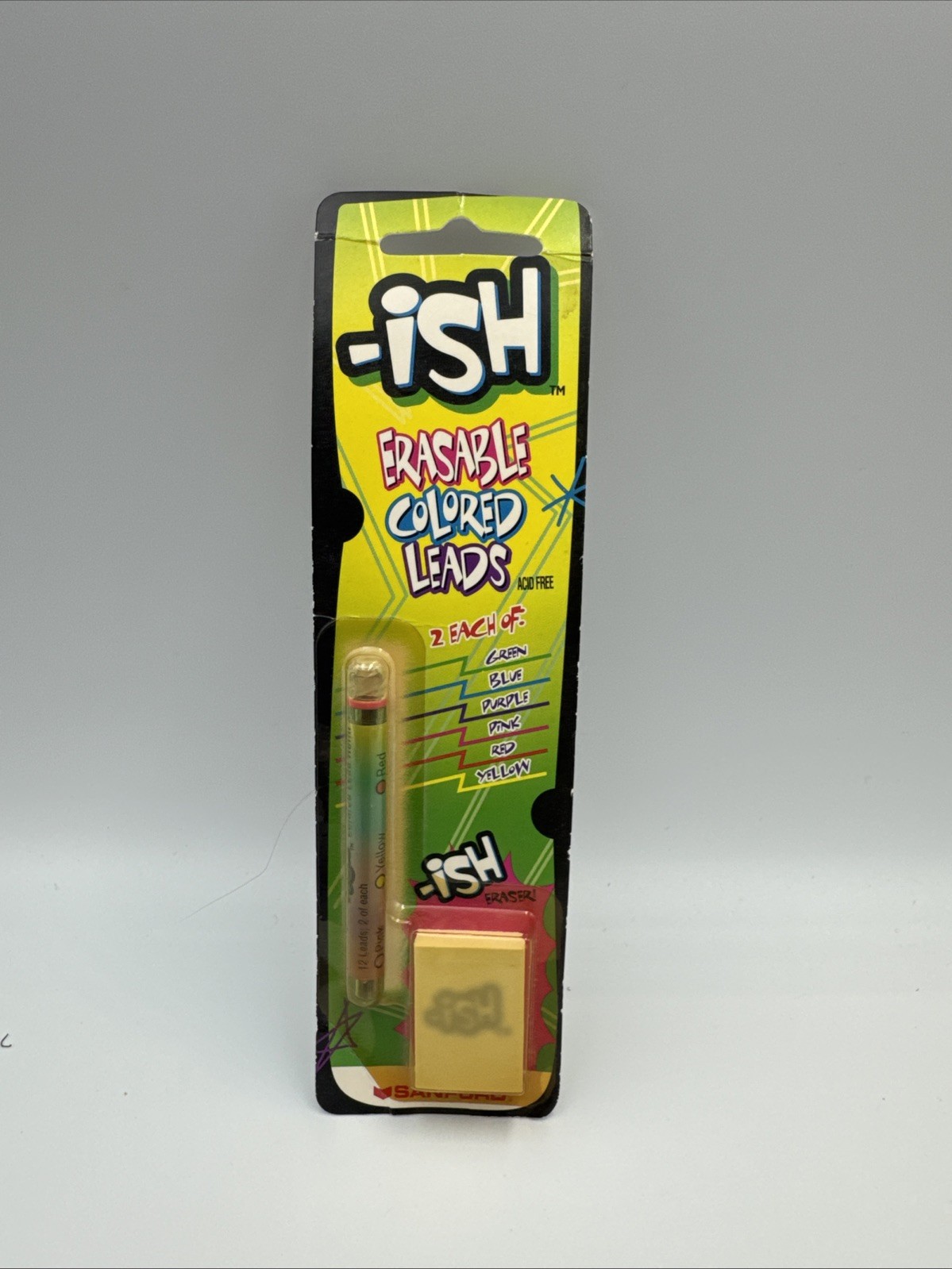 ISH SANFORD Vintage 6 Colors Erasable Colored Lead Refill NOS 2001 +2erasers