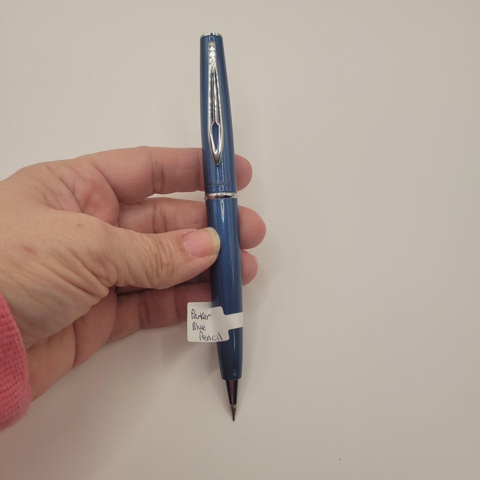 Vintage Parker Blue Chrome Silver Mechanical Pencil Works