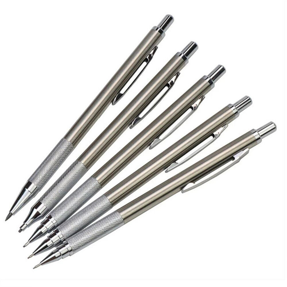 7pcs Mechanical Pencil Black Pencil Writing And Drawing Professional Pen Metal