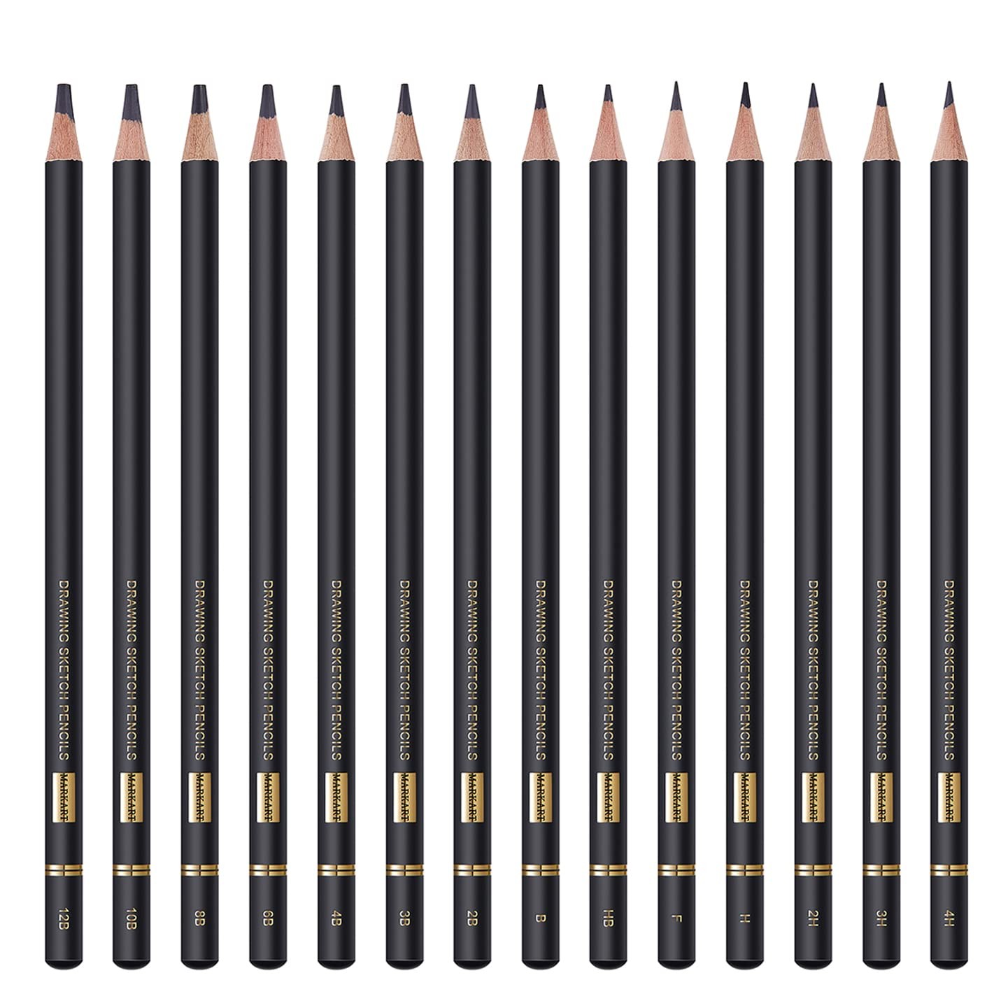 MARKART Professional Drawing Sketching Pencil Set – 14 Black