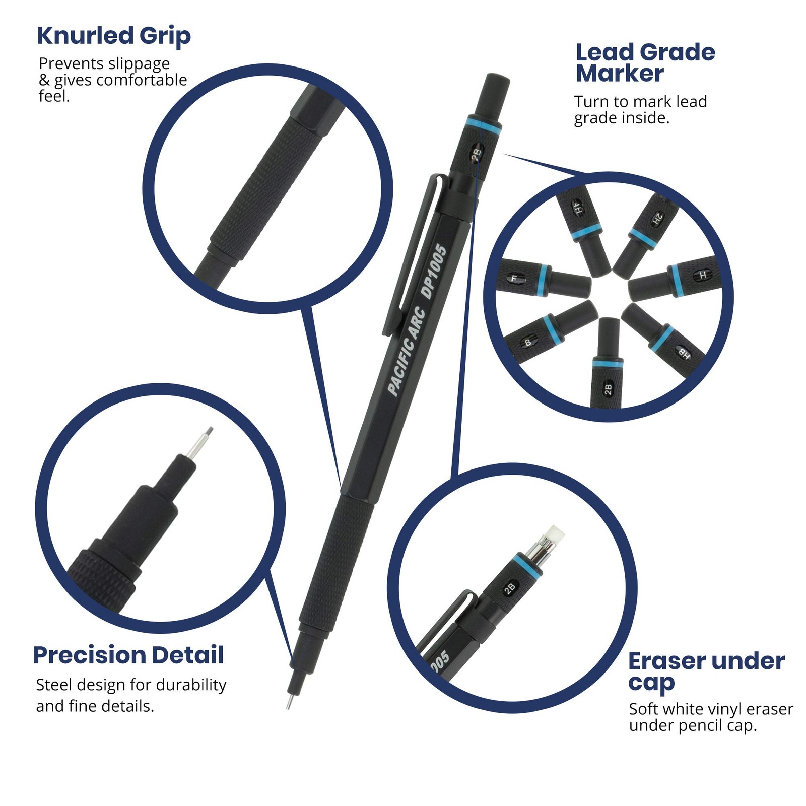 Chromagraph Metal Mechanical Pencil .5 mm Black Barrel Mechanical Pencil with Bu
