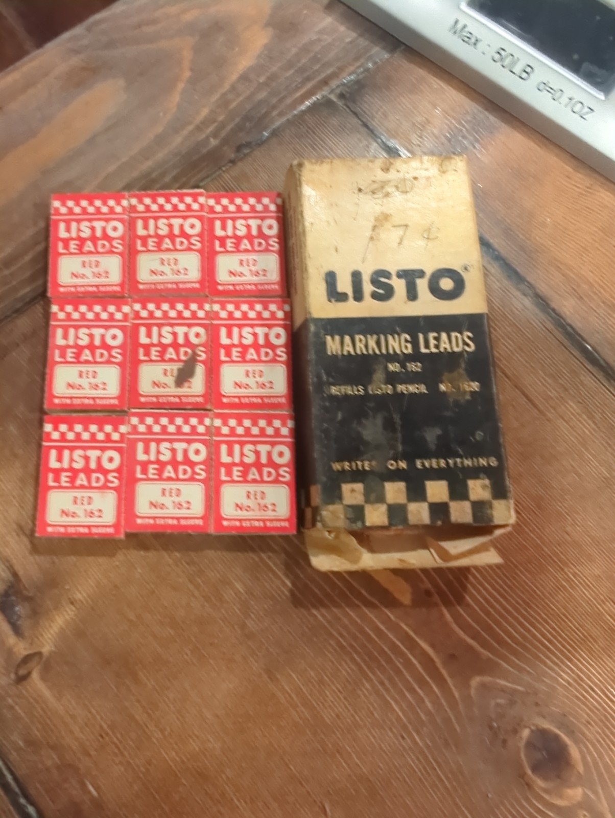 (9) Vtg Listo Leads Red No. 162 Alameda CA USA New Old Stock W/ Metal Sleeve