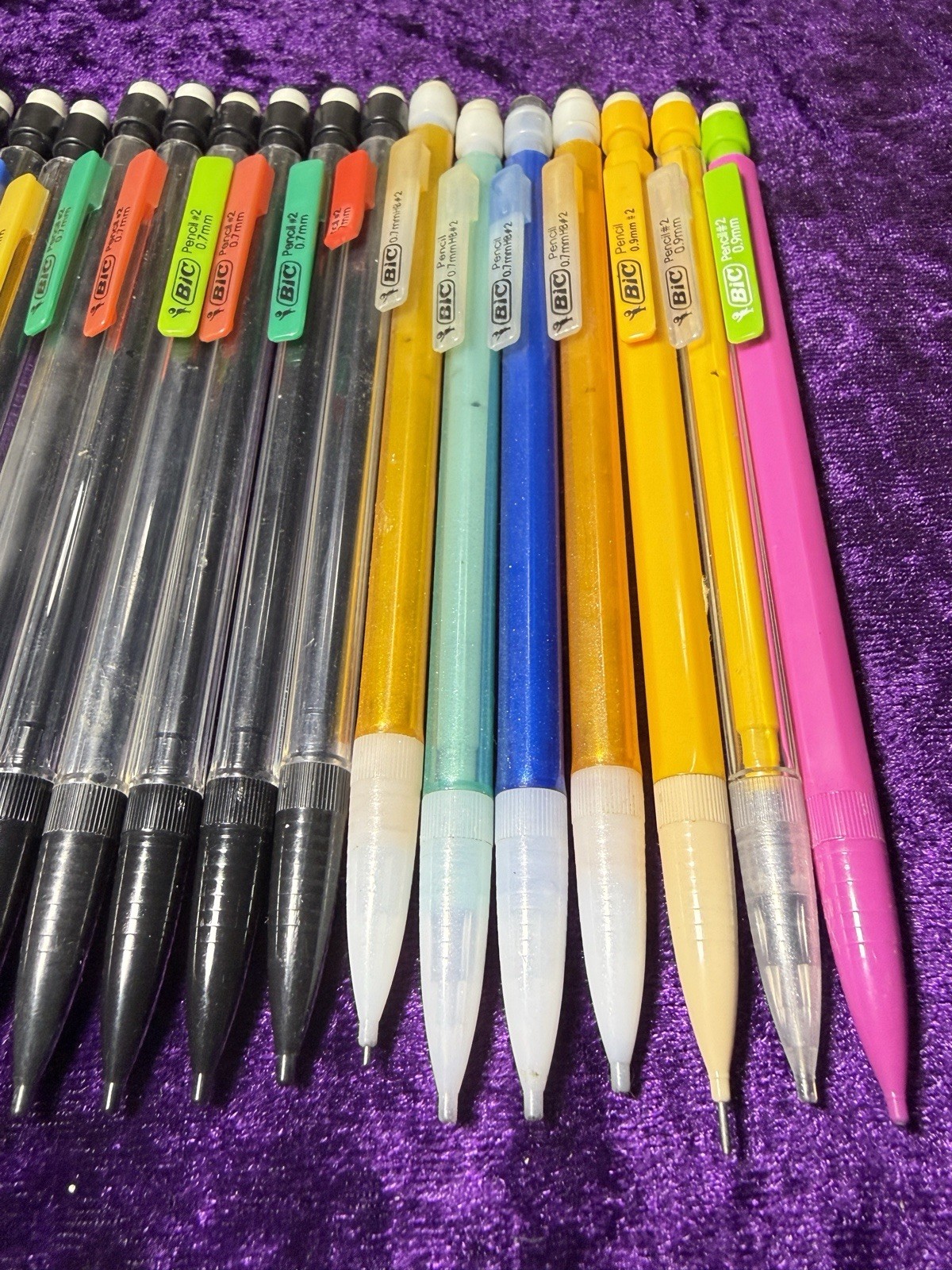 Bic Mechanical Pencil Lot 0.7mm 0.9mm Assorted Sparkle Clear Xtra Smooth