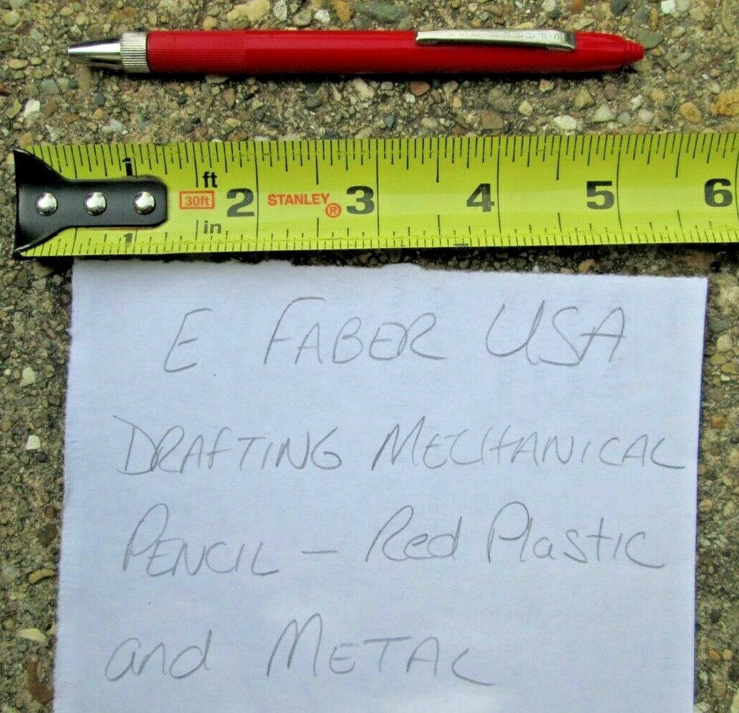 Vintage E. FABER USA Red Plastic and Metal Mechanical Drafting Pencil Big Lead