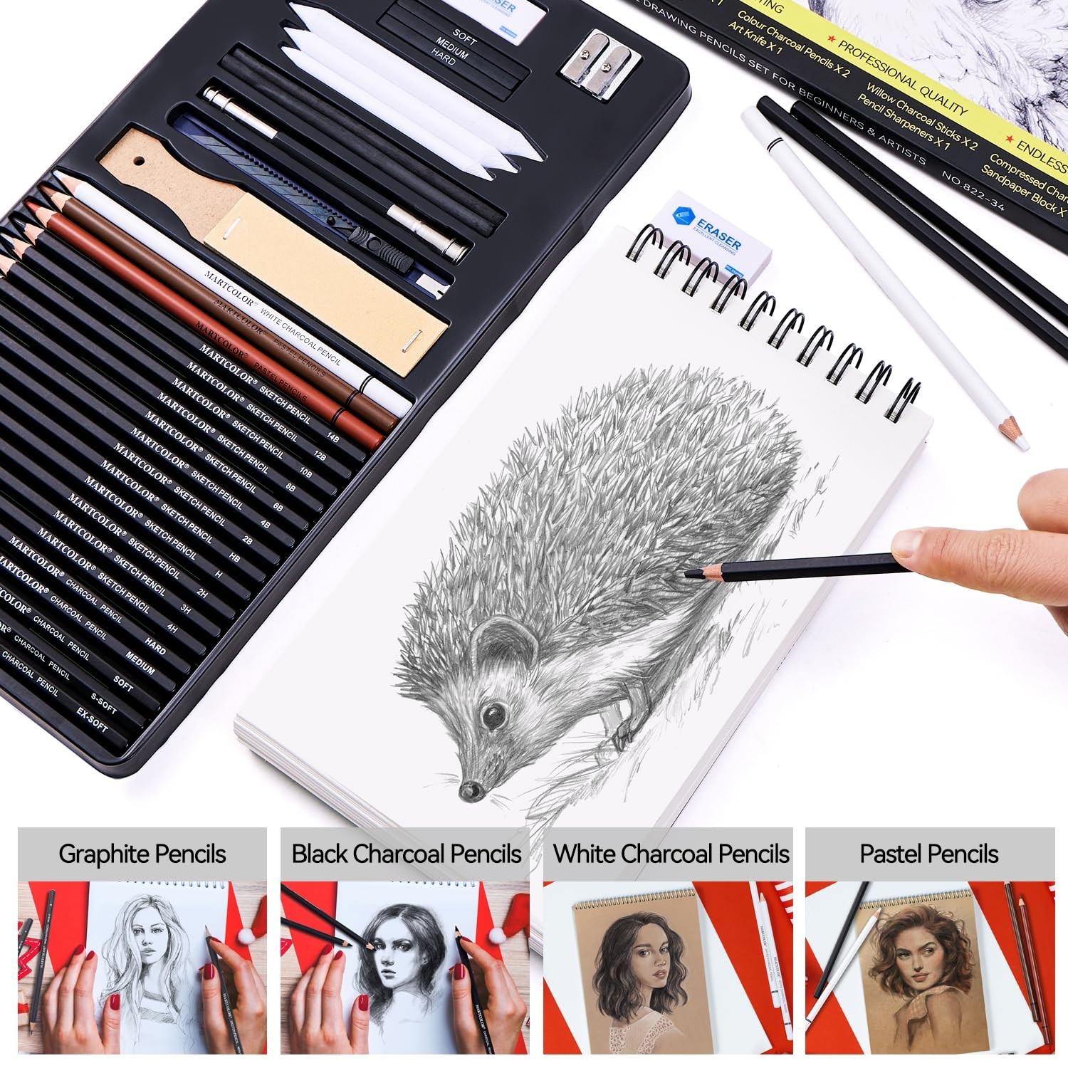 MARTCOLOR Drawing Sketching Pencils 1 Count (Pack of 34), Black – 34 Pack