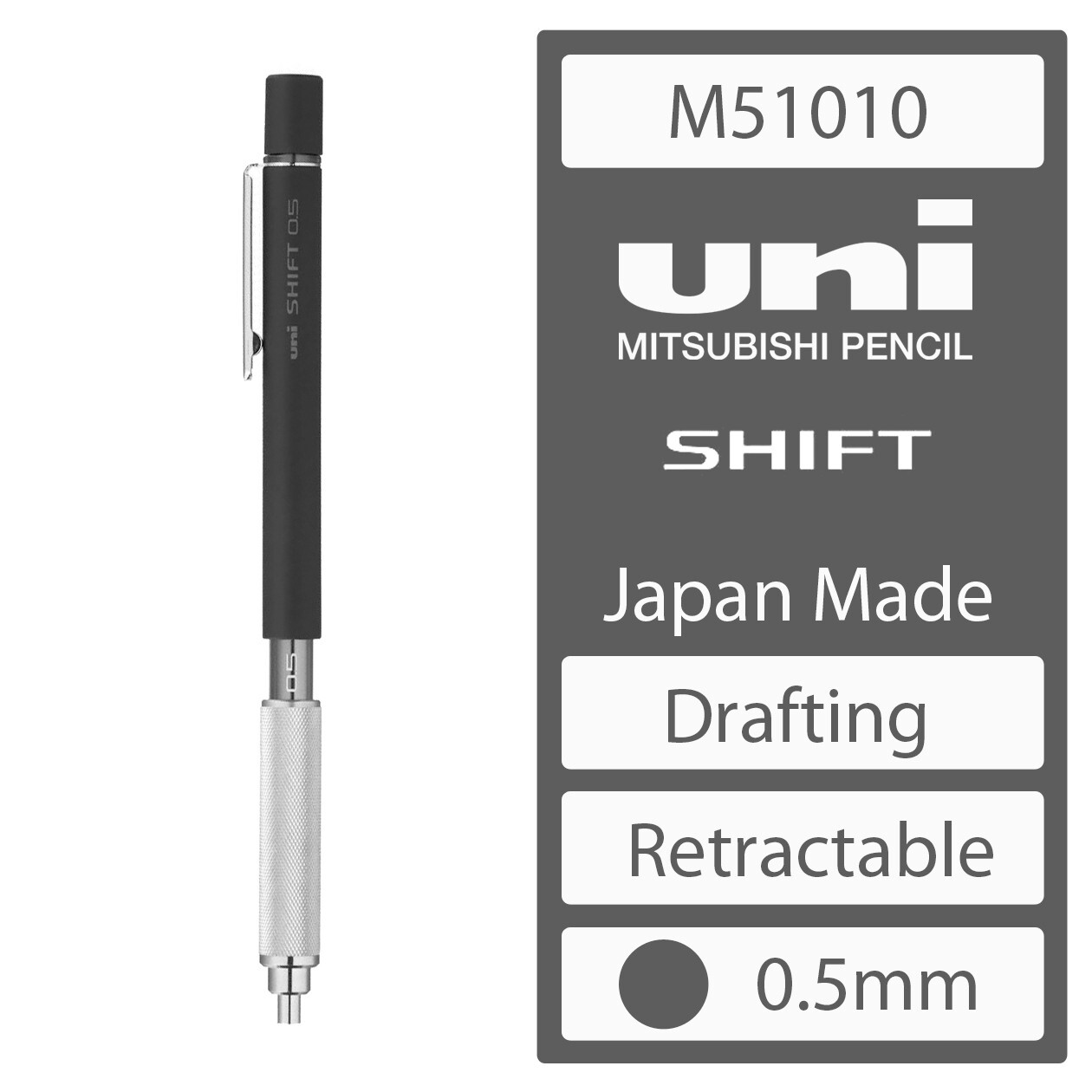 Mitsubishi Uni-Ball SHIFT Retractable Guide Mechanical Pencil 0.5mm Japan Made