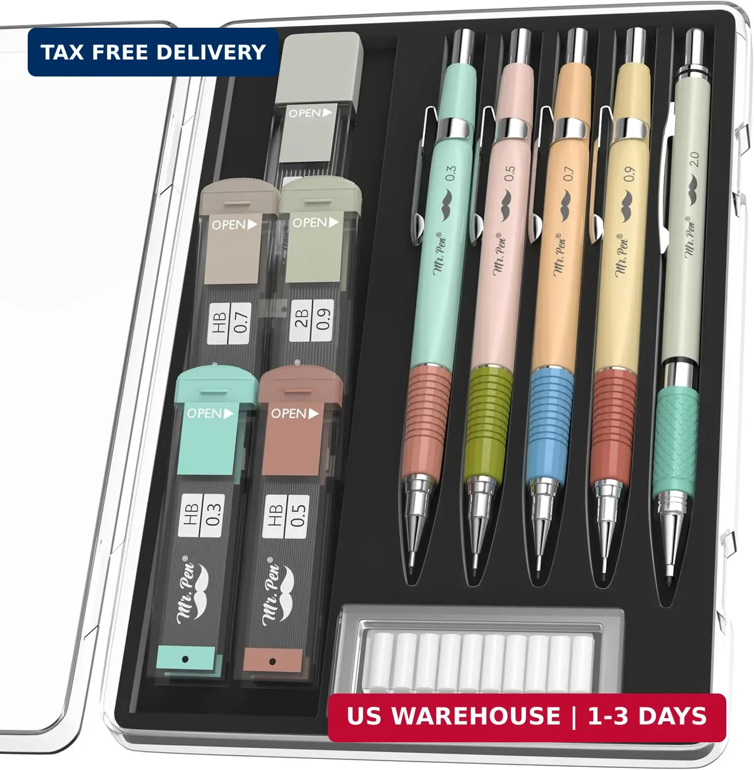Mr. Pen- Art Mechanical Pencil Set, 5 Metal Mechanical Pencils (0.3, 0.5, 0.7, 0