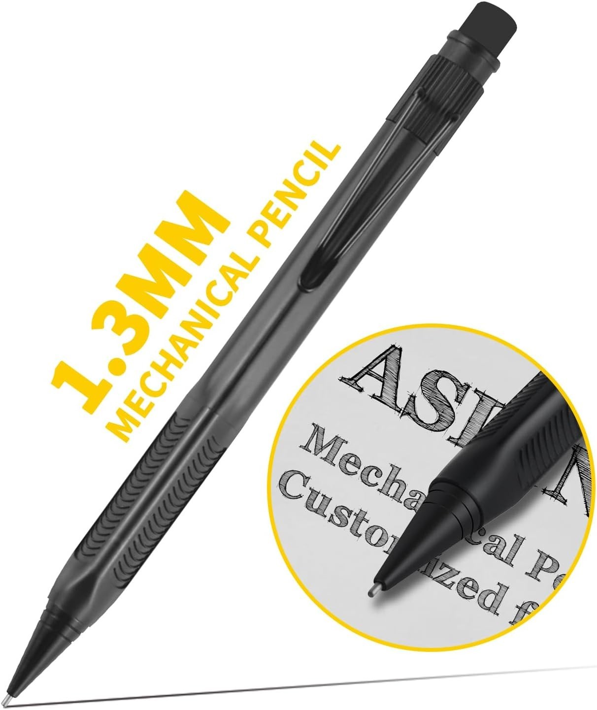 ASINNO 1.3 MM Mechanical Pencil Weatherproof 2B Dark Lead, Heavy Duty Mechanical