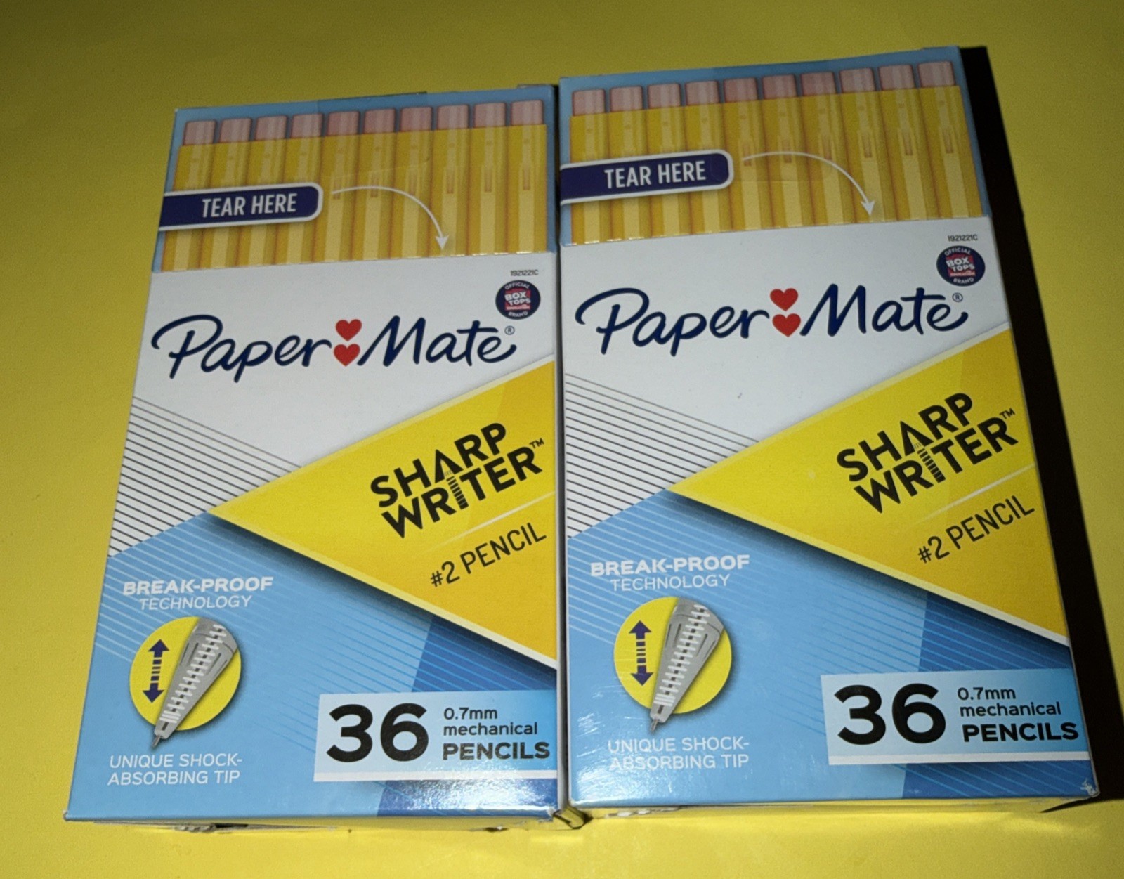 NEW LOT 2 Paper Mate Sharp Writer Mechanical Pencils 0.7 36 Count Yellow (12491)