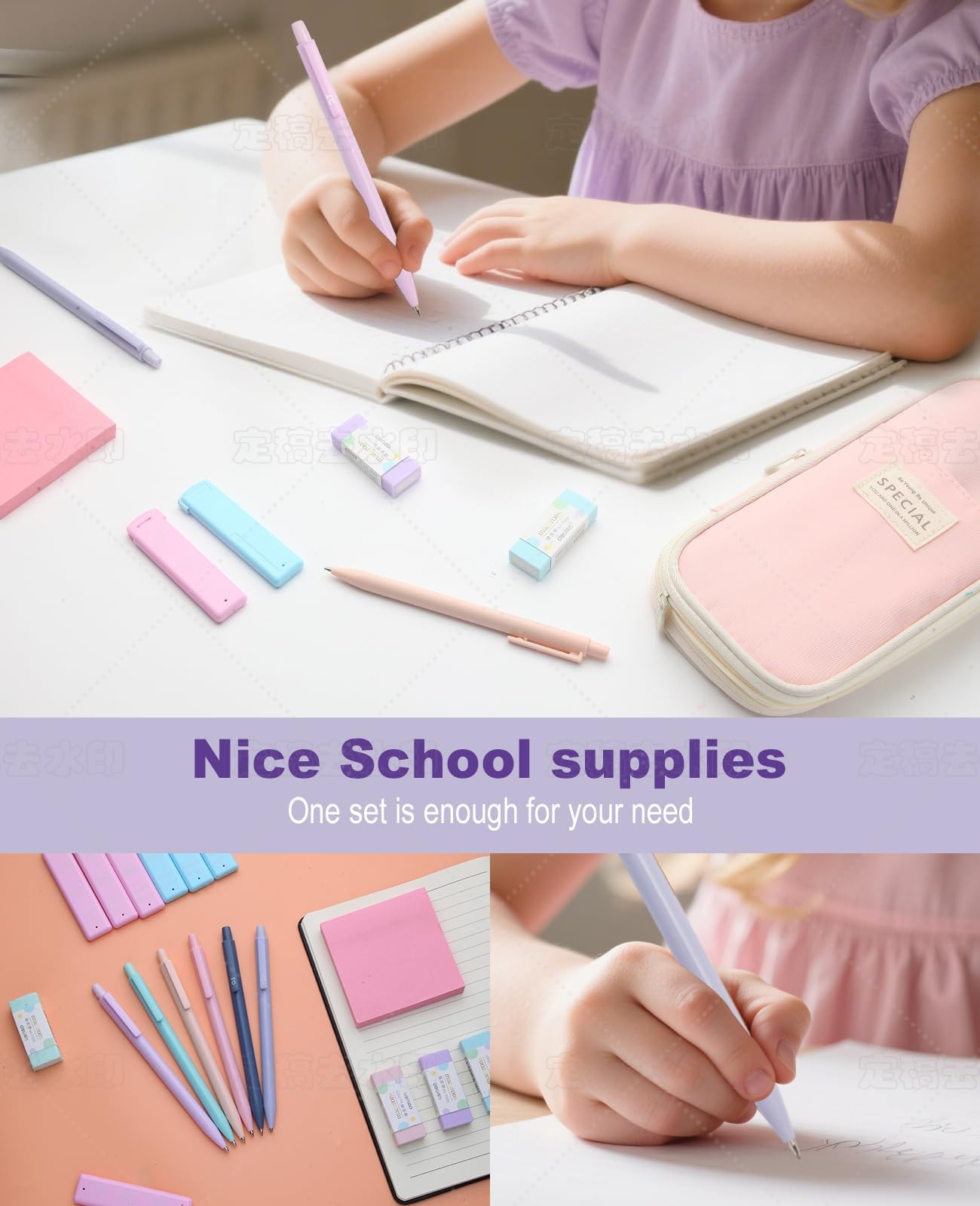 Aesthetic Supplies with Cute Pencil Case, 12x Pastel Mechanical Pencils 0.5 &…
