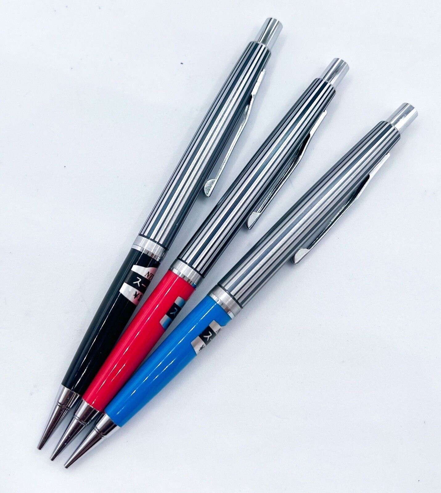 NOS Newman 3pcs Etched Mechanical Pencil 0.5mm retractable sliding sleeve