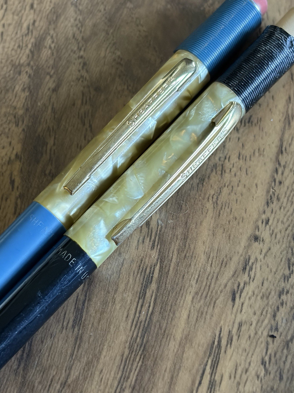 Vintage Pair Mechanical Pencil Sheaffer’s Black / Blue MOP