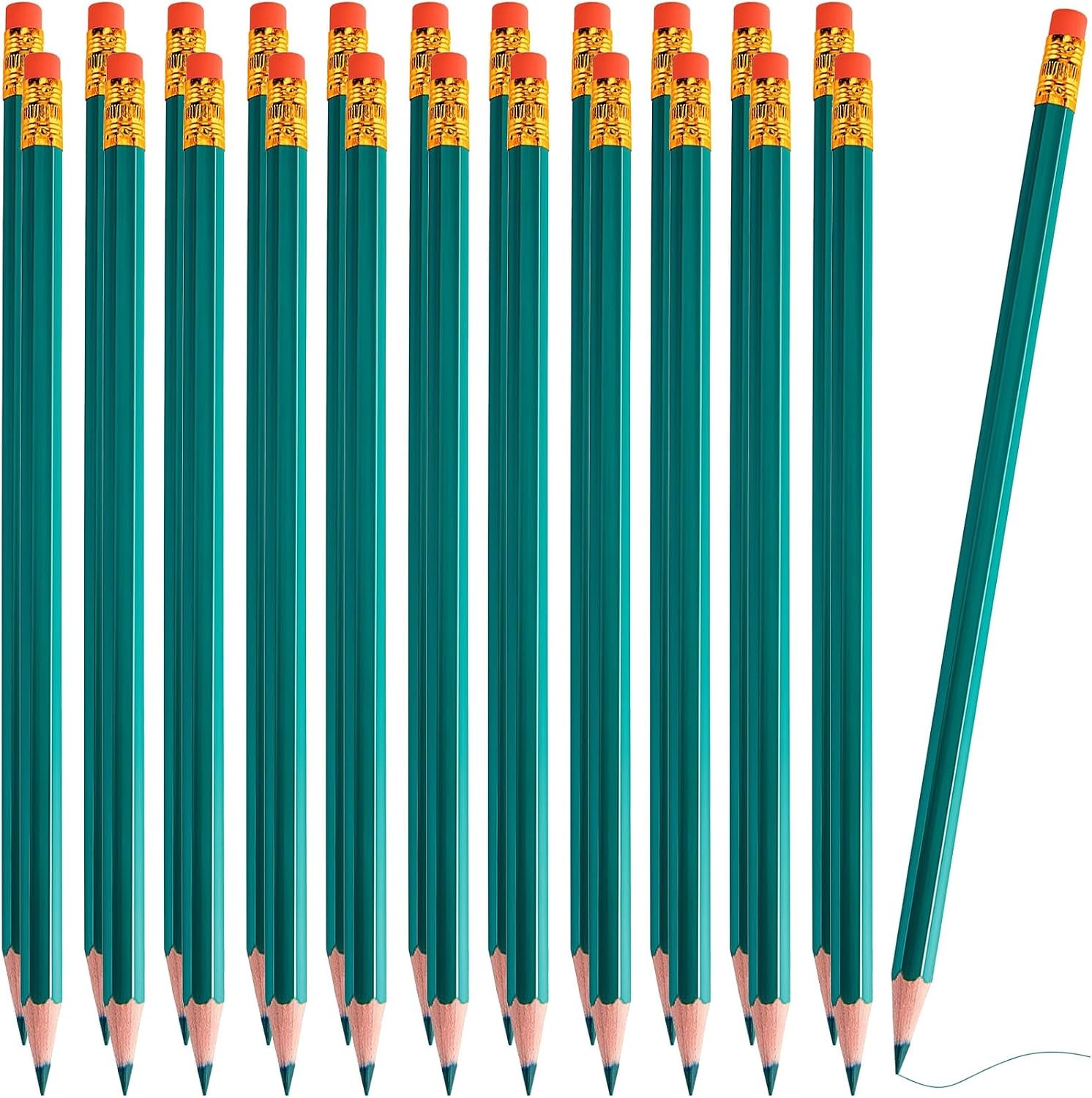 Zhanmai 24 Pieces Red Pencils with Eraser Pre Sharpened Wooden Erasable Checking
