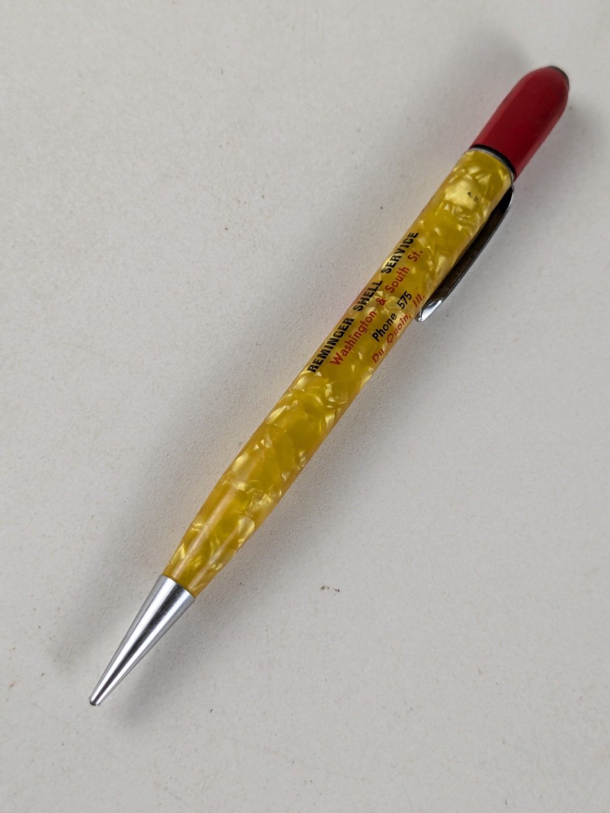 1940-50s – Reminger Shell Service Gas Station Du Quoin Ad Mech Pencil – B18C