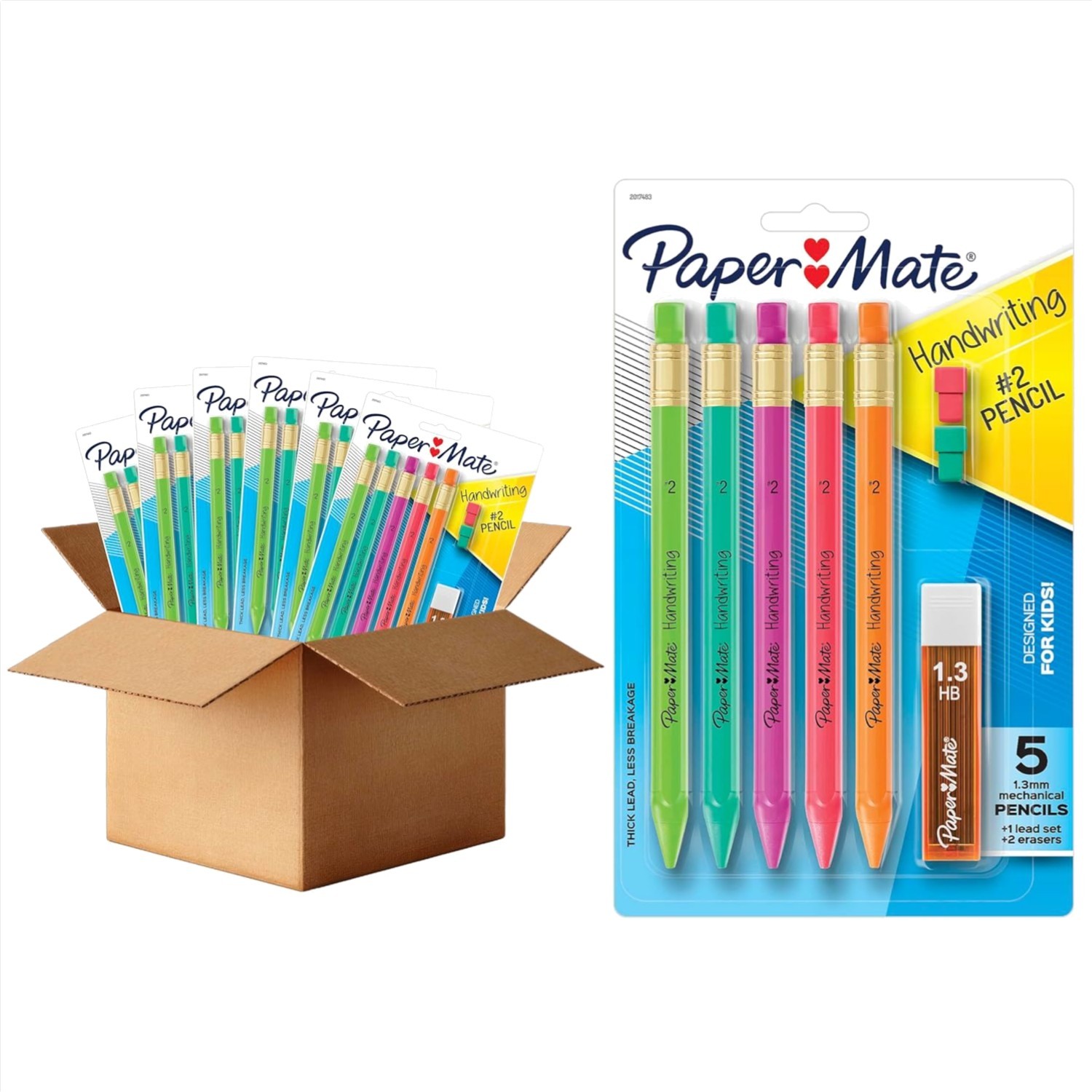 Handwriting Triangular Mechanical Pencils with Lead & Eraser Refills, 1.3mm, …
