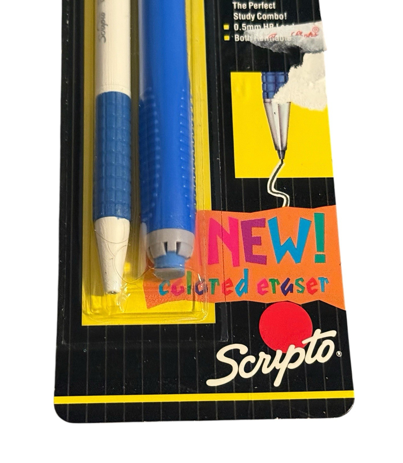 Vintage 1991 Scripto Student Mechanical Pencil & Eraser Set .5mm Lead Blue NOS