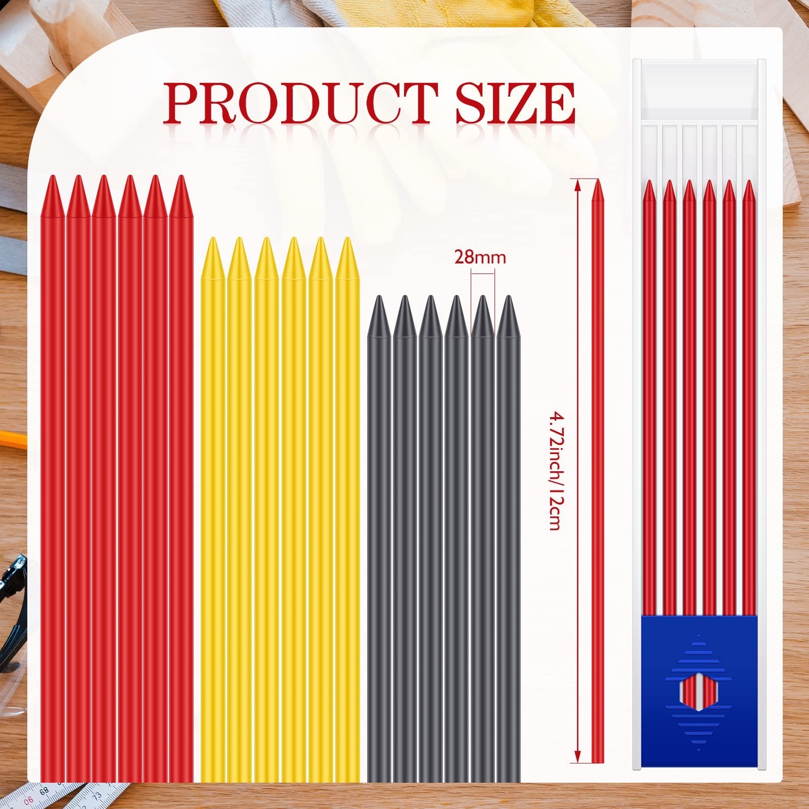 Spakon 60 Pcs 300 Pcs 2.8mm Lead Refill Carpenter Construction Pencils Lead R…