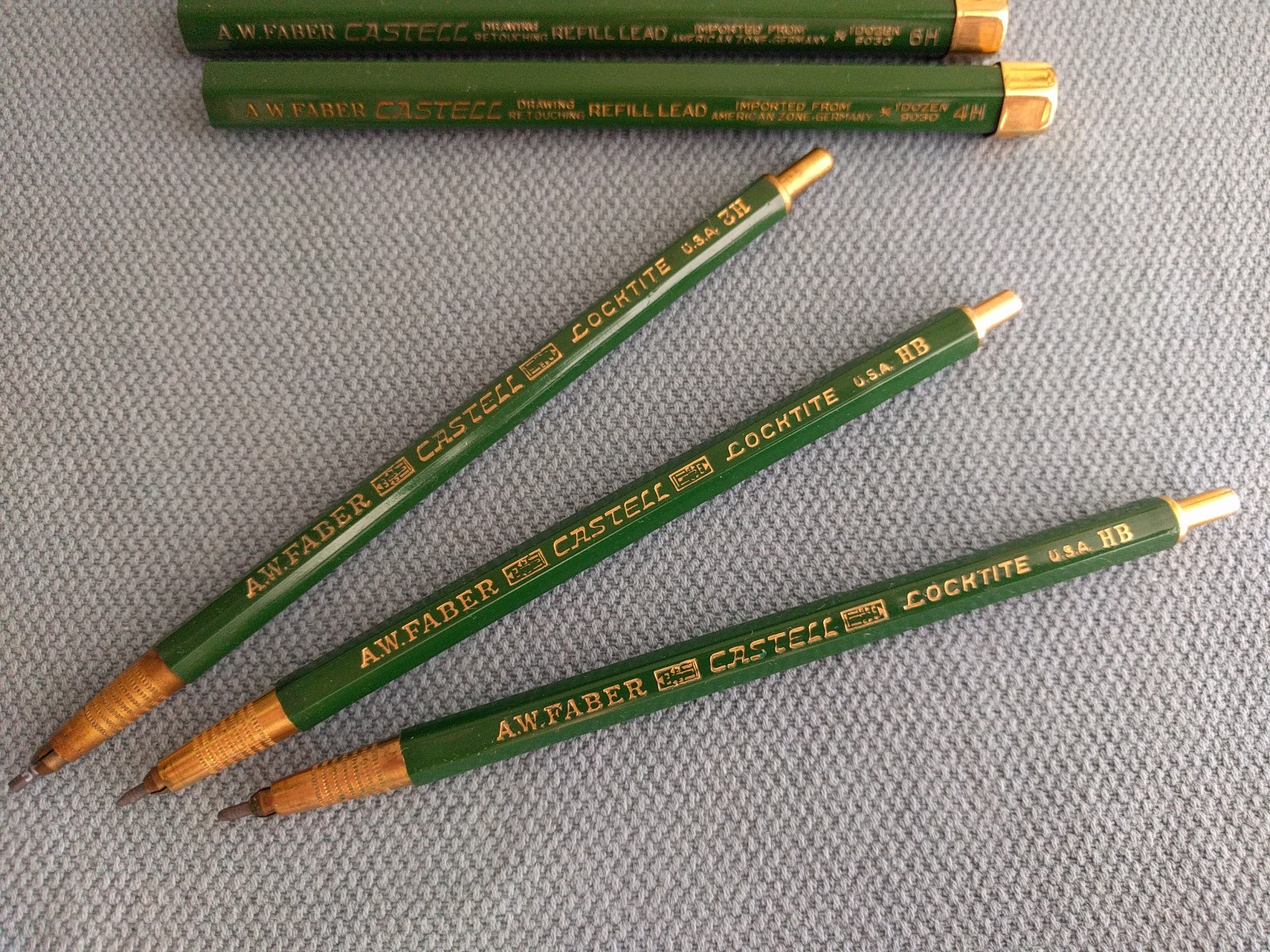 Vintage A.W. FABER Castell Locktite Lead Holders & Refill Lead 9030 Lot