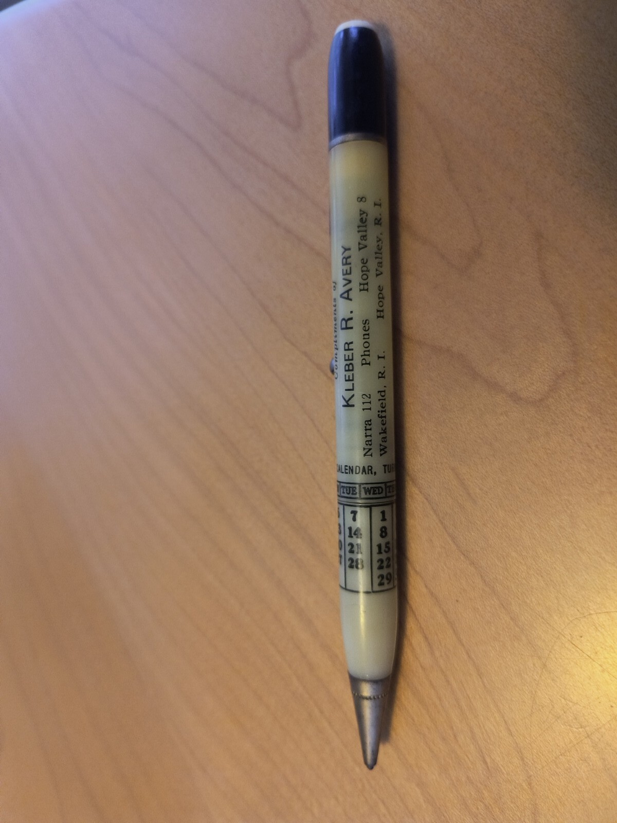 1950’s Mechanical Pencil Perpetual Calendar Base, Adv., Kleber R. Avery. 1.18mm
