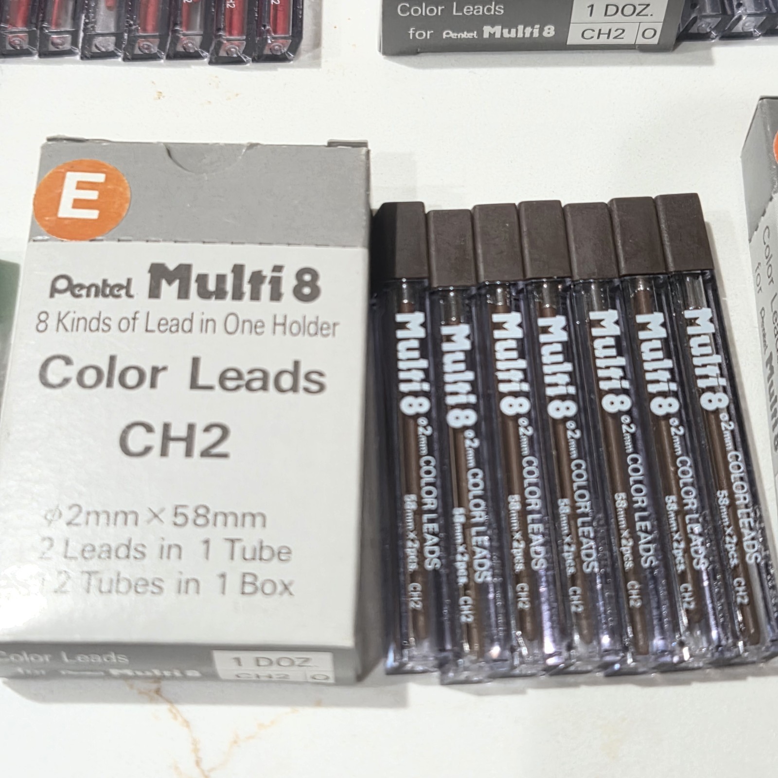 Vintage Pentel Multi8 2mm Color Leads 2x58mm CH2 Mega lot. 67 tubes. New