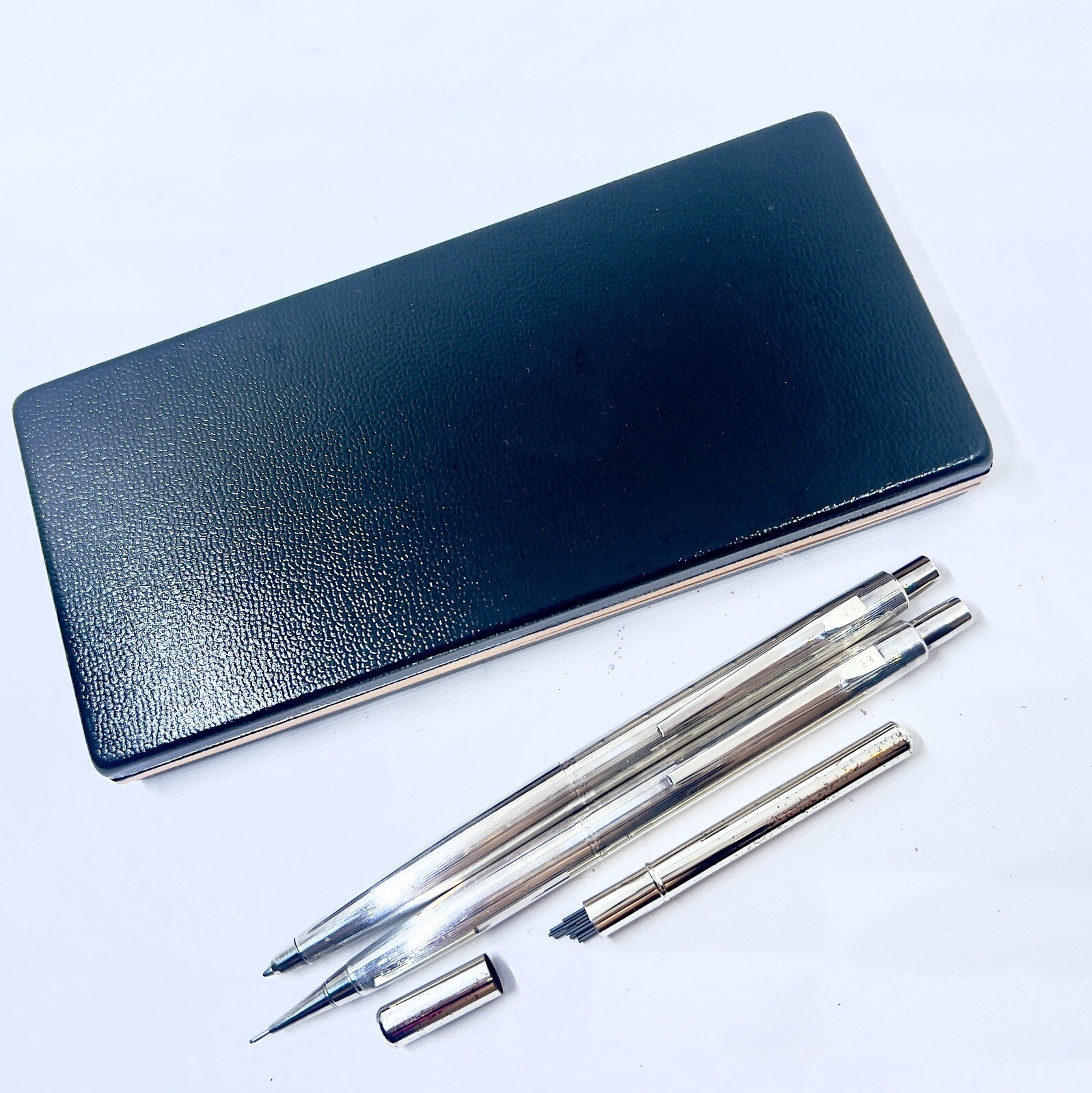 Newman Japan Sterling Silver Mechanical Pencil 0.5mm & Ballpoint Pen Set Box