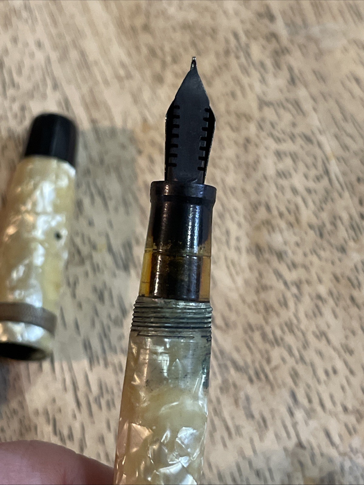 Vintage Fountain Pen WearEver Durex? Cream Mother of Pearl Celluloid AS IS