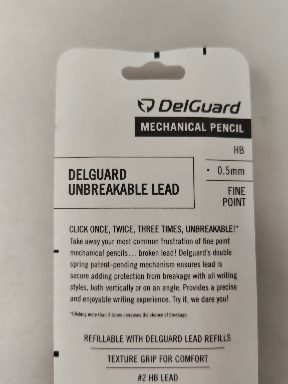 Zebra DelGuard Mechanical Pencil Unbreakable .5 mm HB Fine Point Black