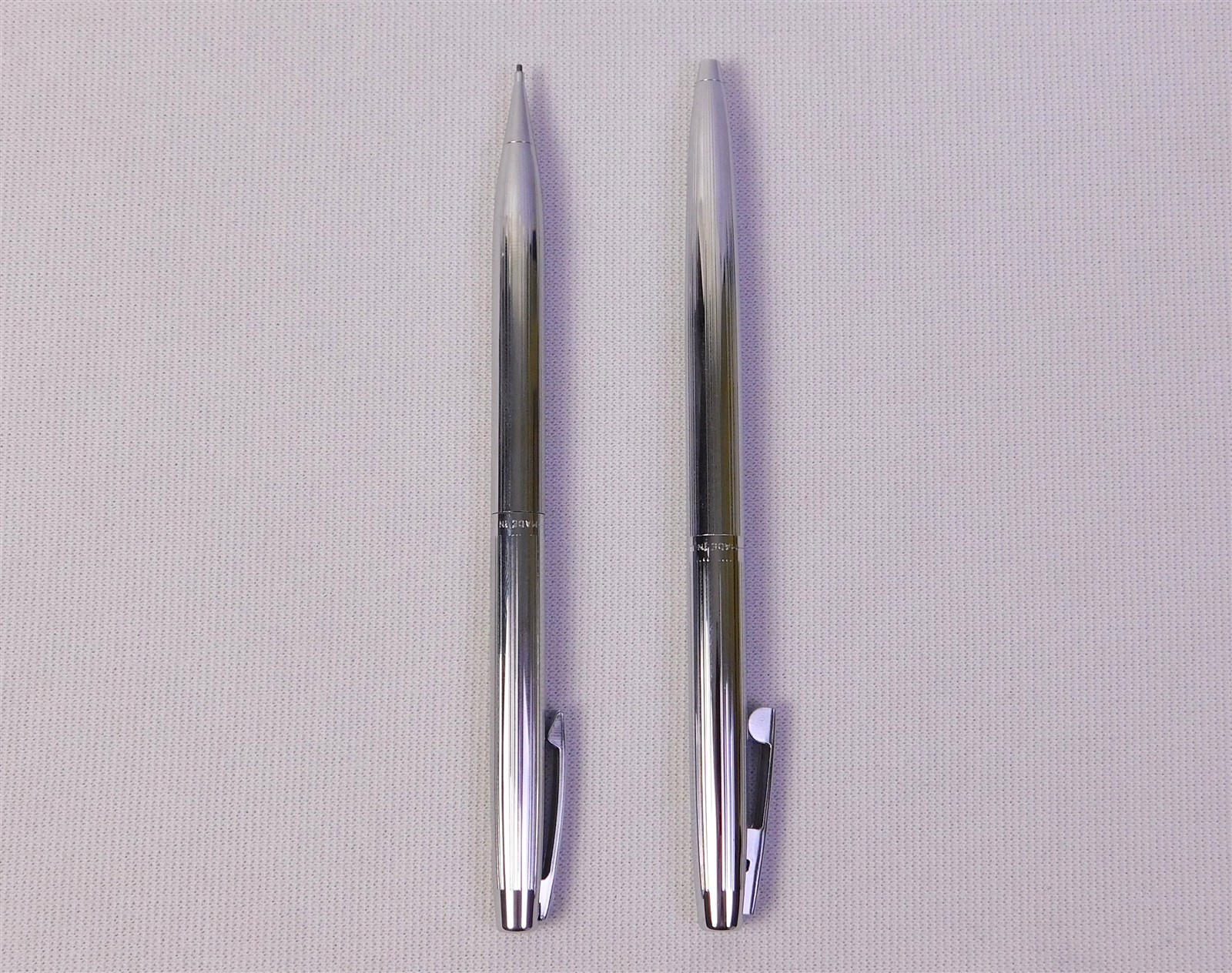 Vintage Sheaffer Lifetime Silver Stainless Steel Metal Pen & Pencil Set In Box