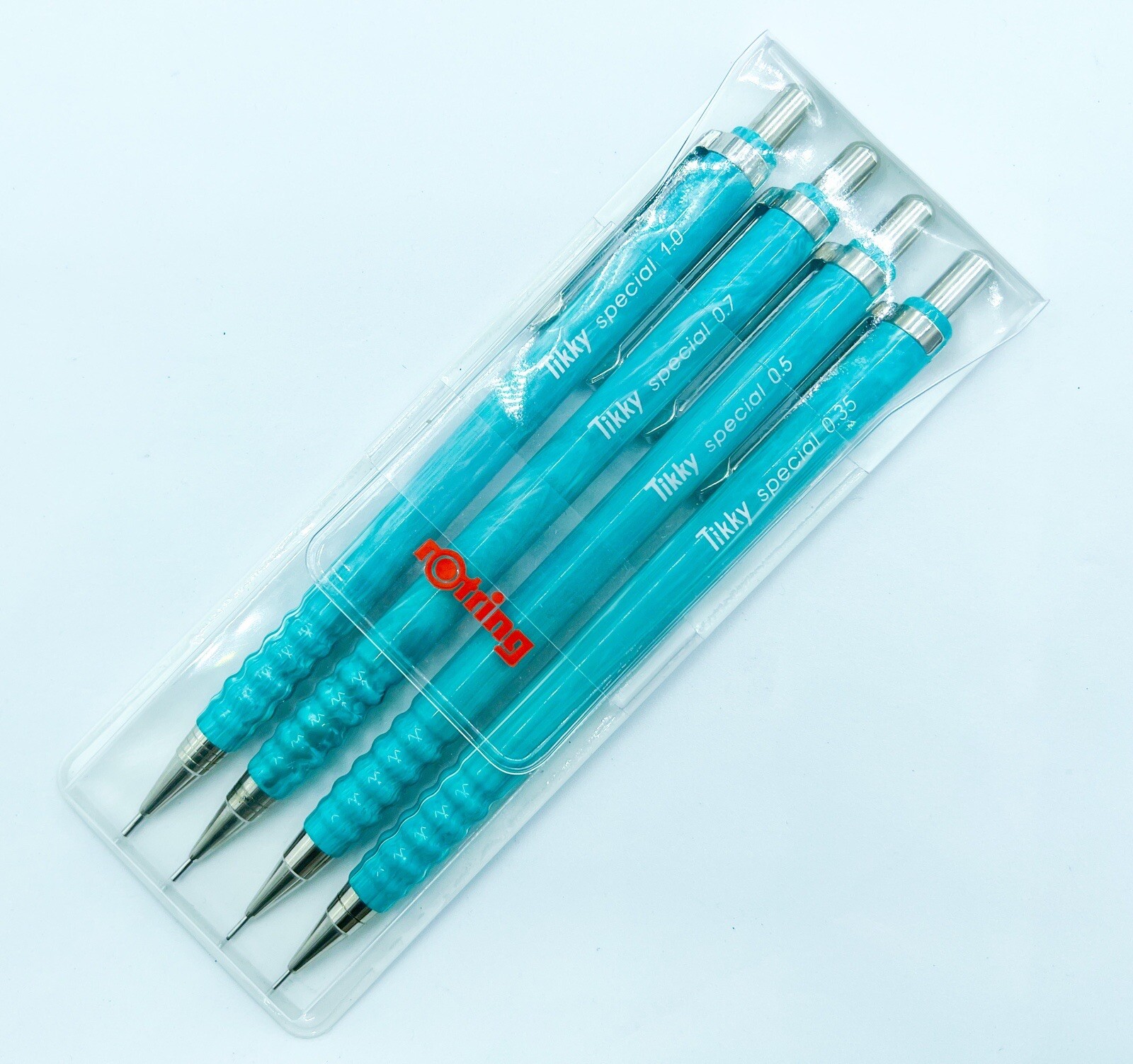 NOS rotring 4pcs tikky special Mechanical Pencil marble green 3579 With Case