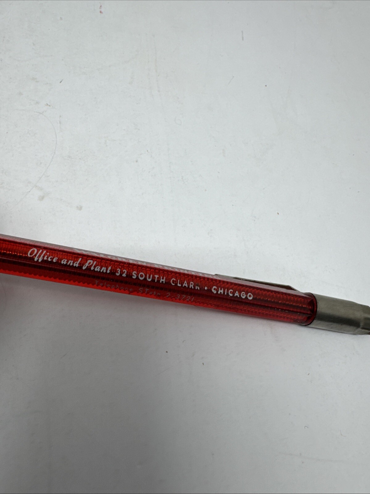 Vintage Scripto Clear Red Mechanical Advertising Pencil Walgren Printing Chicago