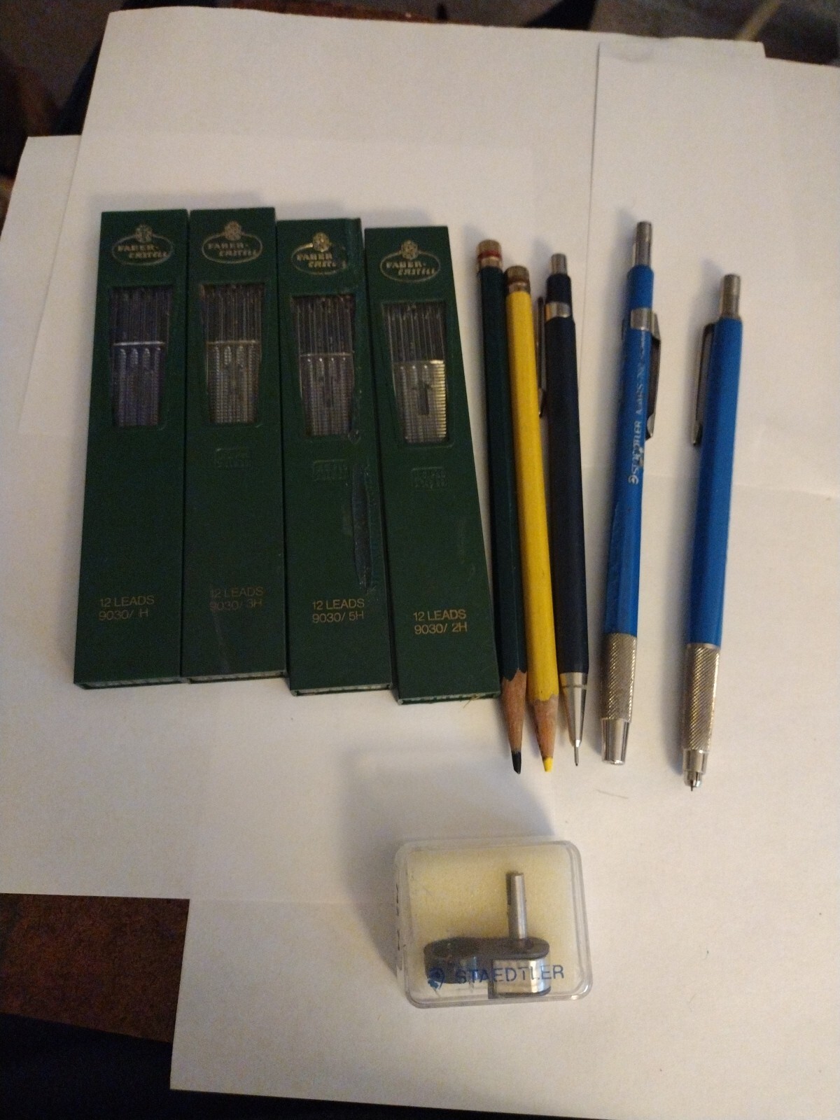 Vtg 3 Staedtler Mars Mechanical Drafting Pencils, Lead, 2 Colored Pencils, Adapt