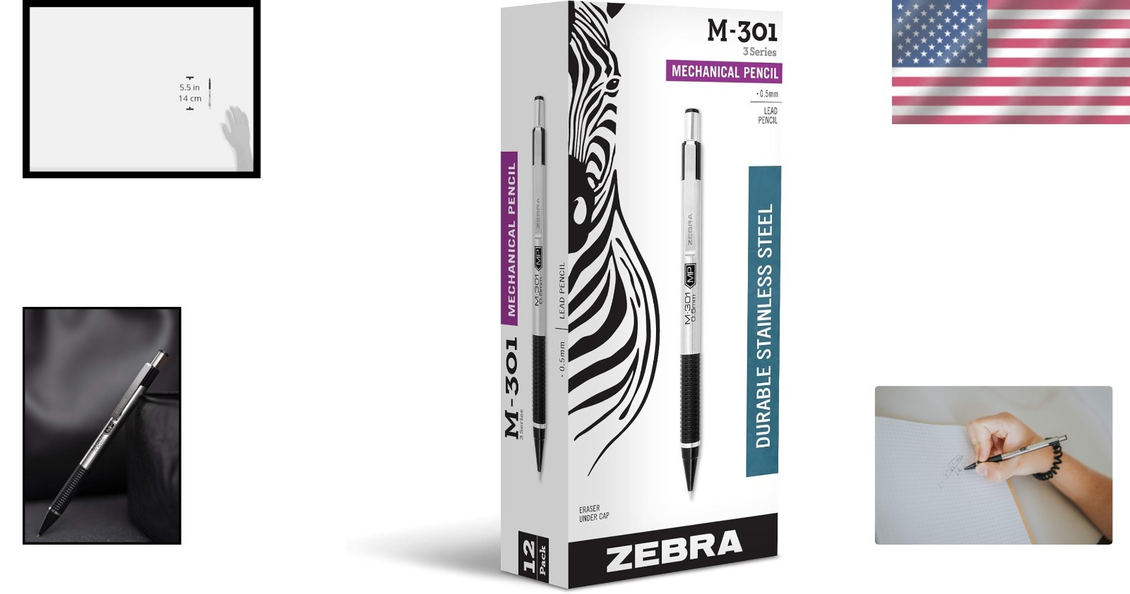 Durable 0.5mm Fine Point Mechanical Pencils with Built-in Eraser, 12-Pack Set