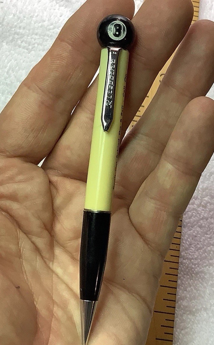 Vintage RITEPOINT Mechanical Pencil Pittsburgh Advertising 8 Ball On Top Pool