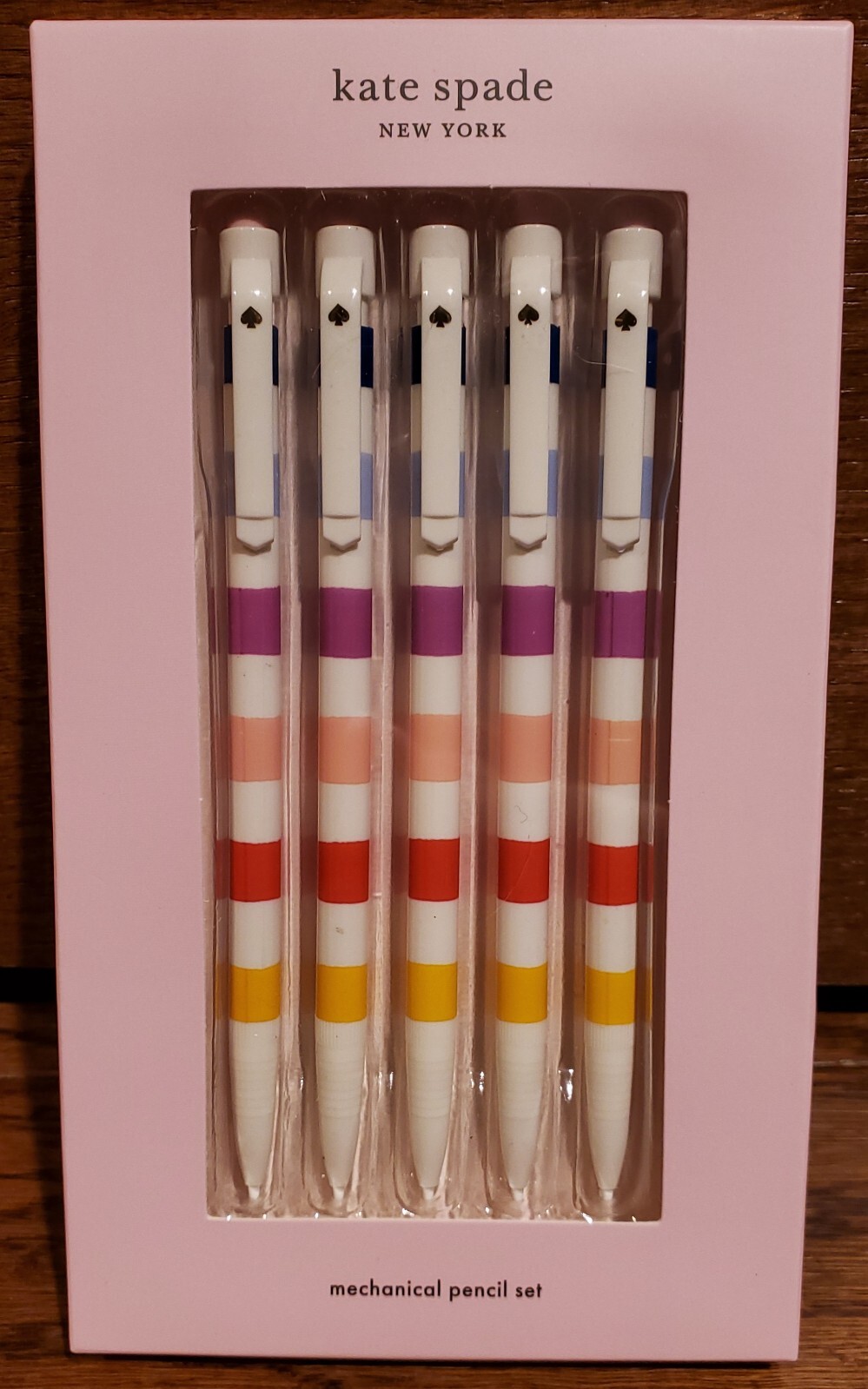NEW! Set of 5 Kate Spade Candy Stripe Mechanical Pencils