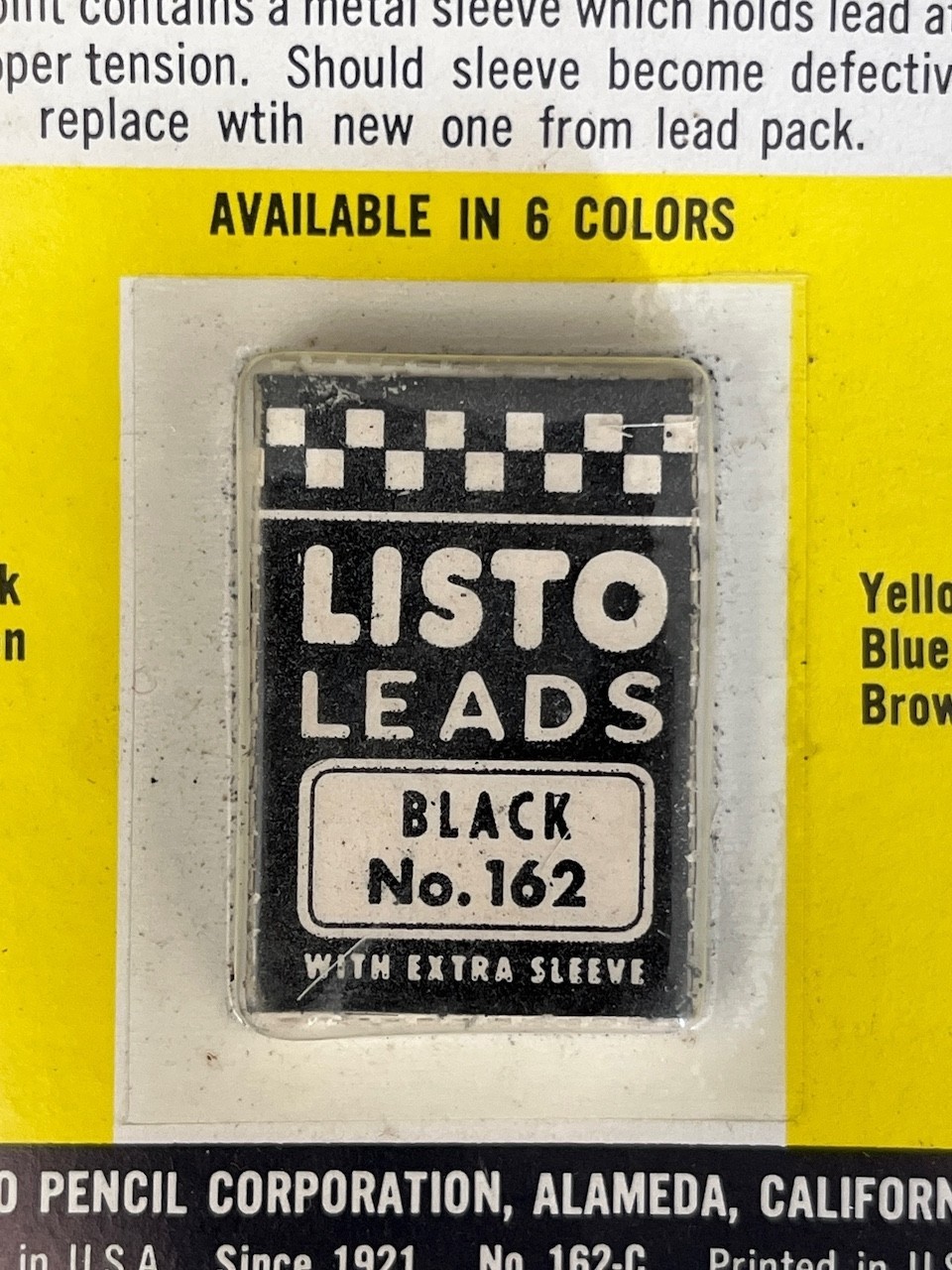 Vtg Listo Pencil Refills No. 162 Black Leads NOS Sealed 1950s–60s Advertising